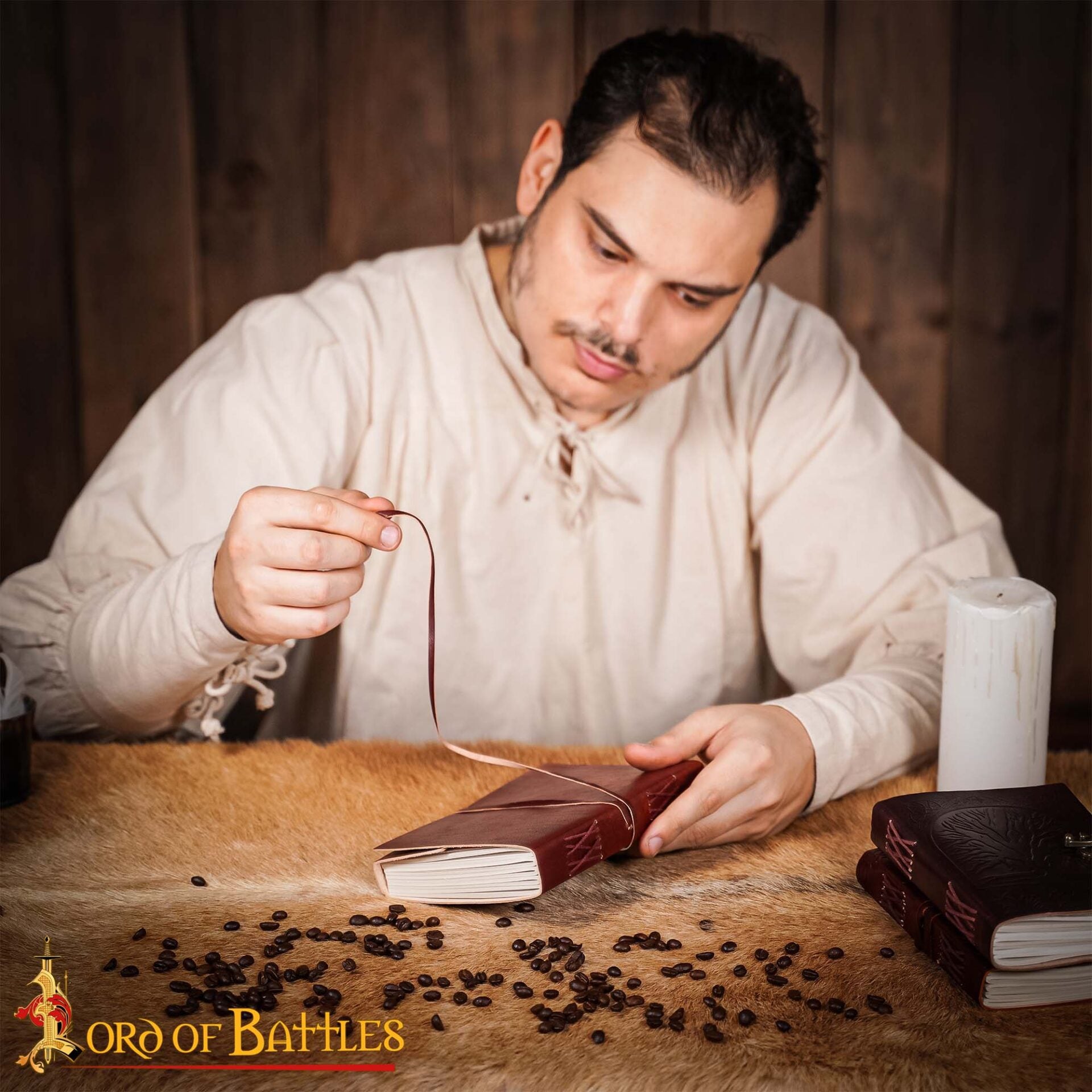 Medieval Leather Wrap Journal - Cuaderno Artesanal con Cierre de Corbata - Imagen 2