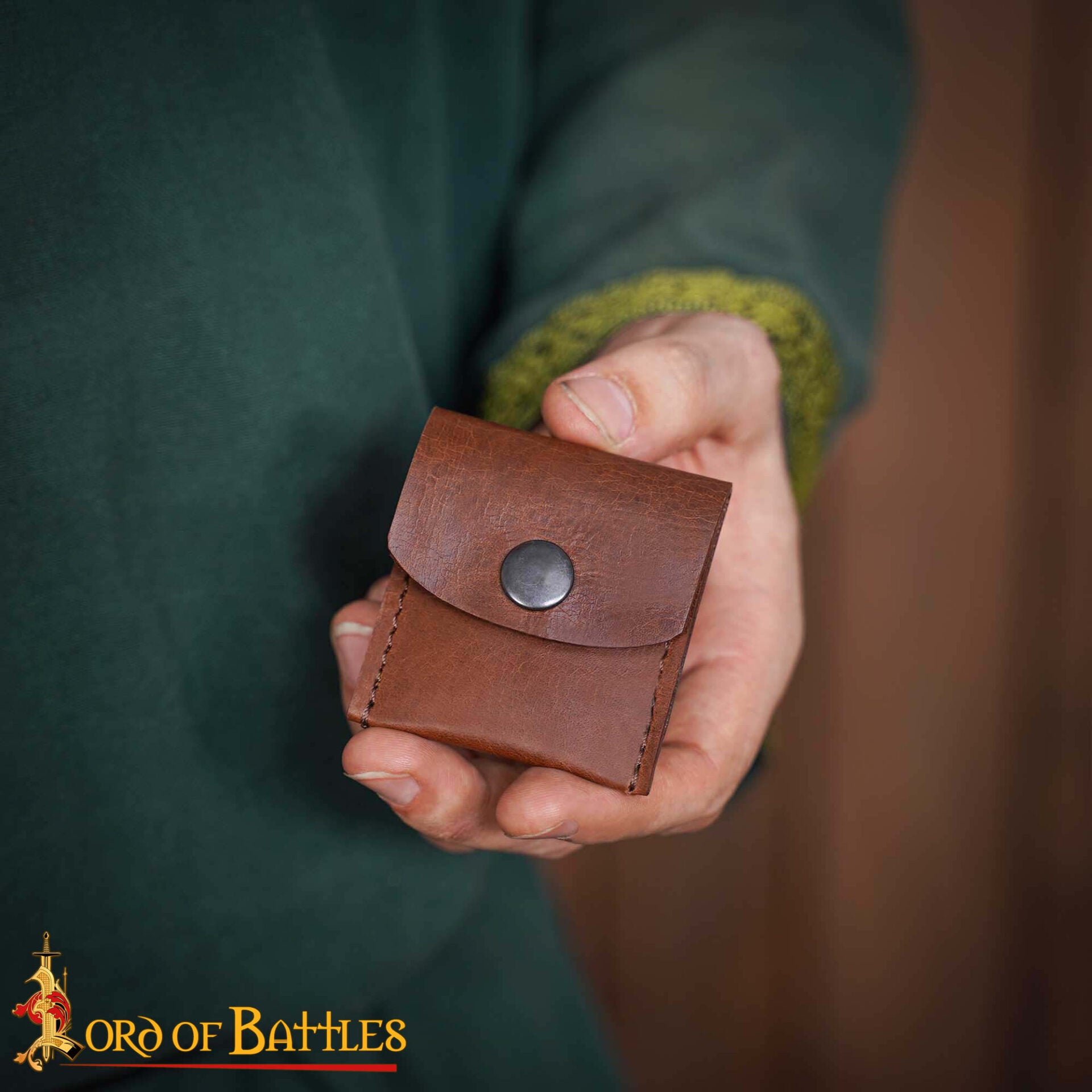 Monedero Artesanal de Piel Auténtica Marrón - Cierre a Presión de Estilo Medieval - Imagen 6