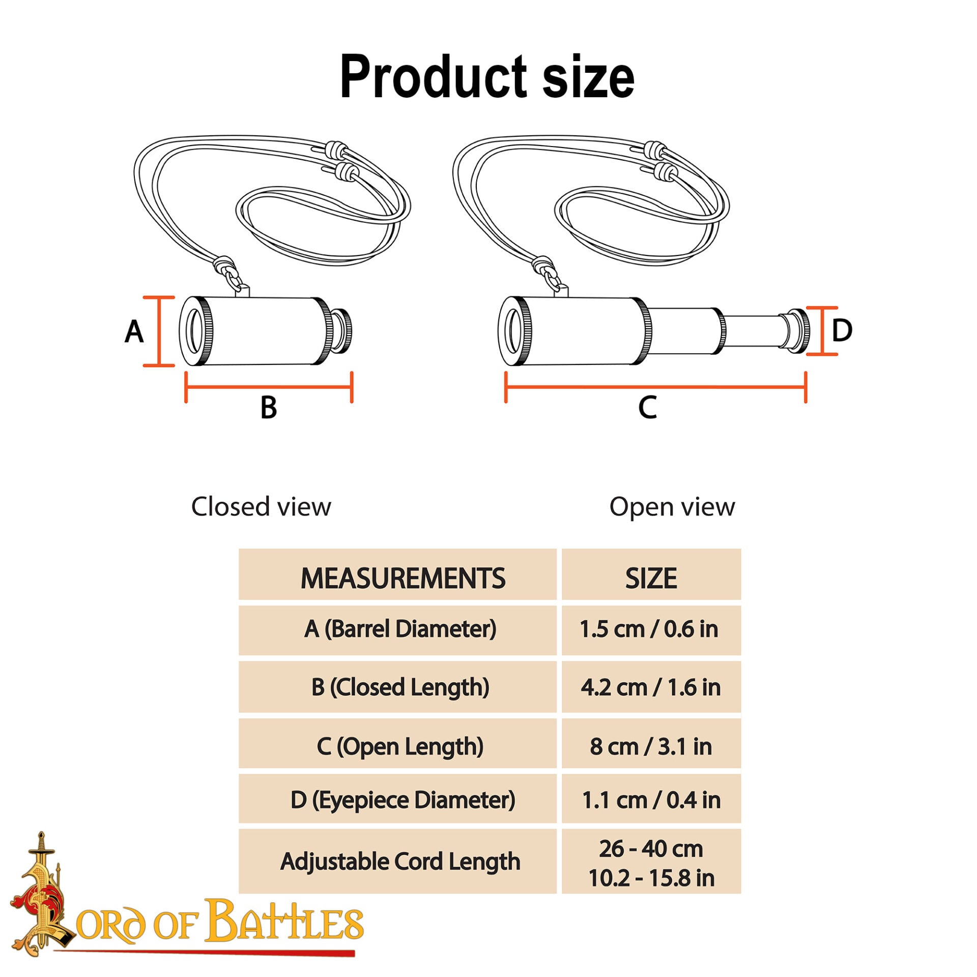 Colgante Pirata Telescopio de Latón - Mini Collar Catalejo para Disfraces Históricos Náuticos - Imagen 3