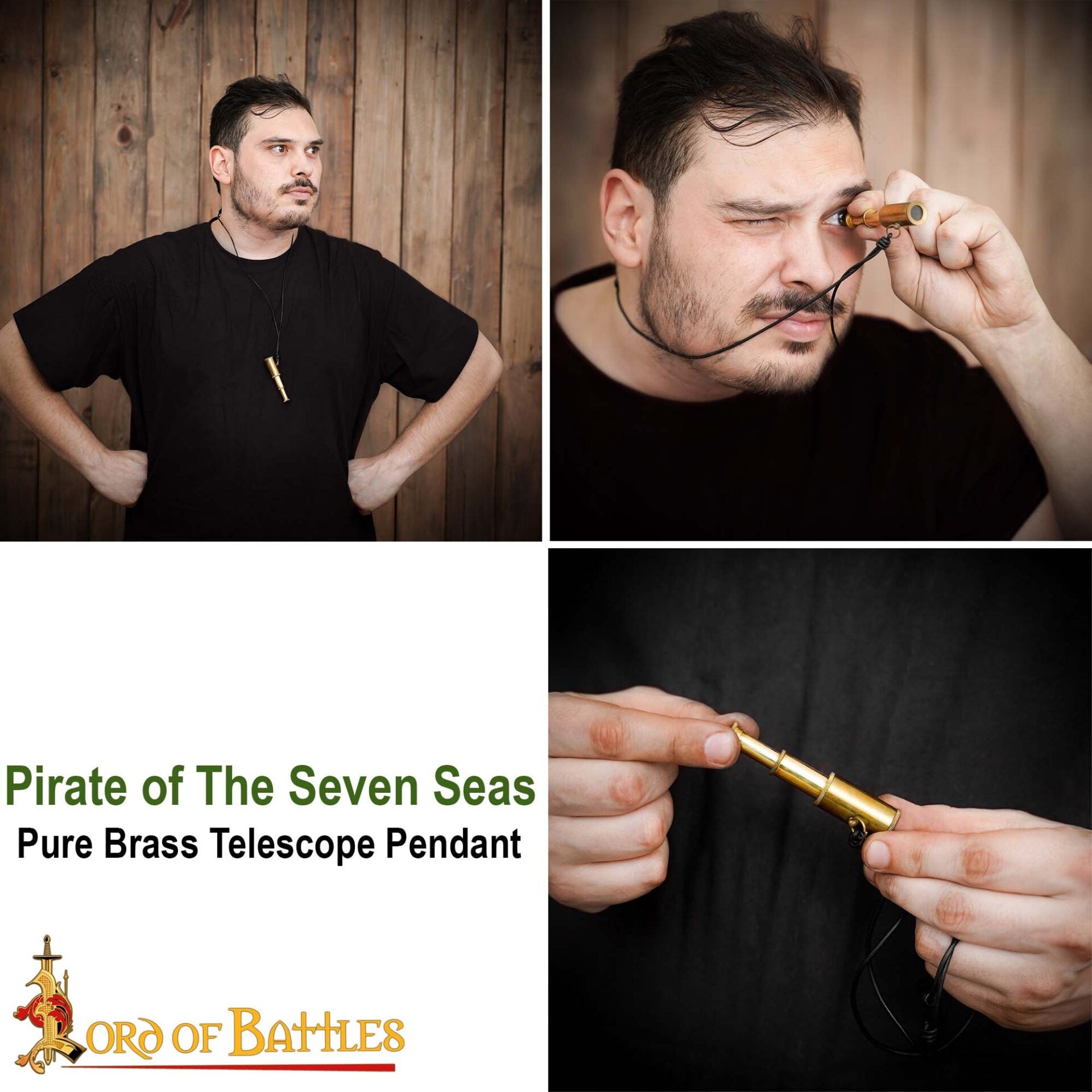 Colgante Pirata Telescopio de Latón - Mini Collar Catalejo para Disfraces Históricos Náuticos - Imagen 8