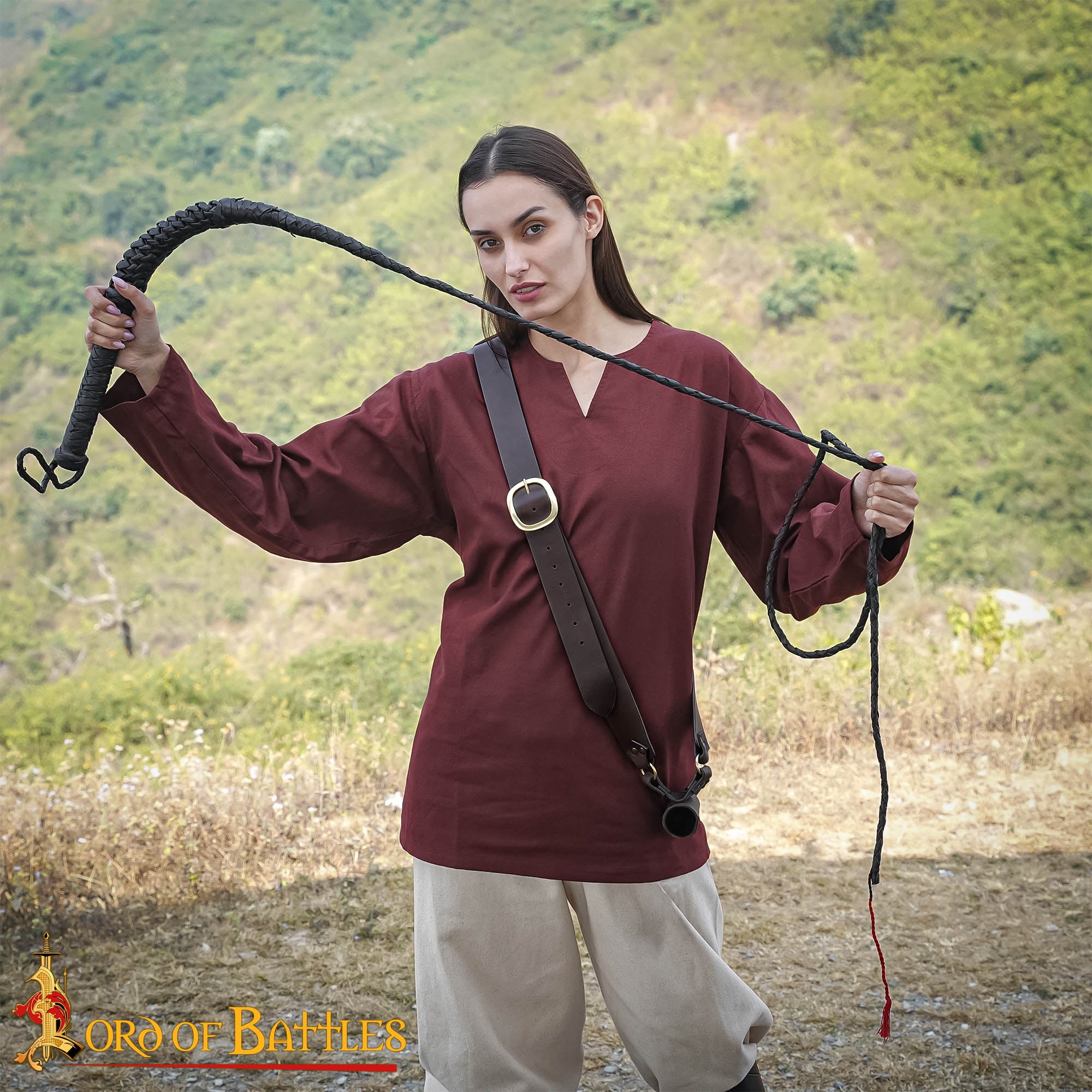 Látigo de Toro Medieval de Cuero Trenzado a Mano - Imagen 2