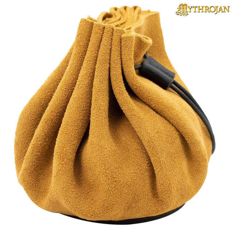 Mythrojan " Gold And Dice " Medieval Drawstring Pouch , Ideal For Sca Larp Reenactment & Ren Fair : Bolsa de Cuero de Gamuza , 2.5". - Imagen 1