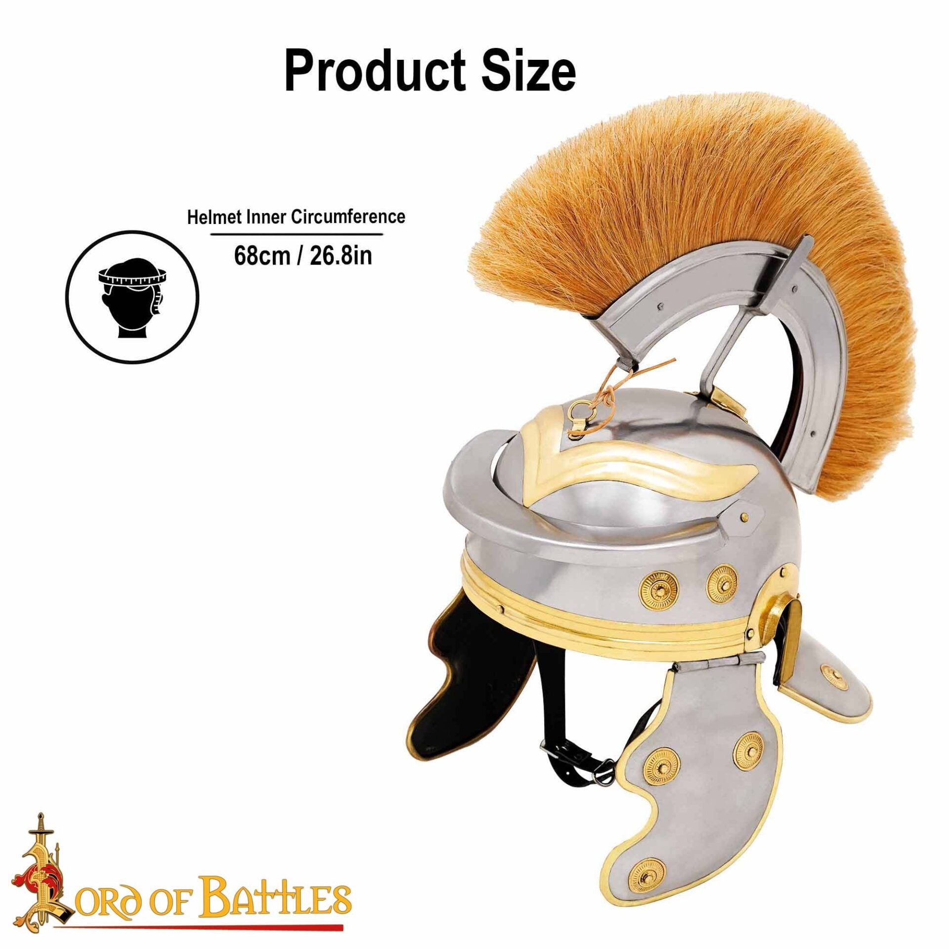 Casco de Centurión Galo Imperial Romano - Acero de Calibre 18 con Aditamento de Cresta de Hierro y Forro de Cuero - Imagen 3