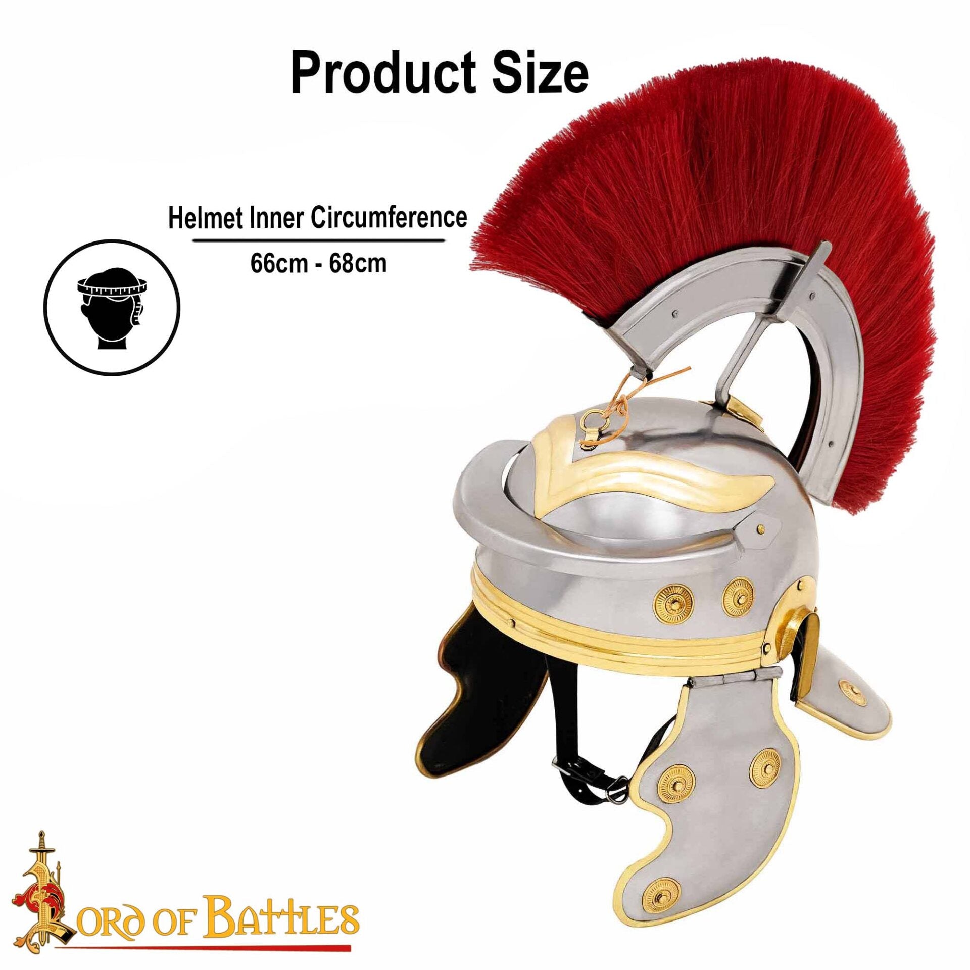 Casco de Galo Imperial Romano del Siglo I con Cresta Roja, Hecho a Mano de Forma Tradicional - Acero y Latón Pulidos - Imagen 15