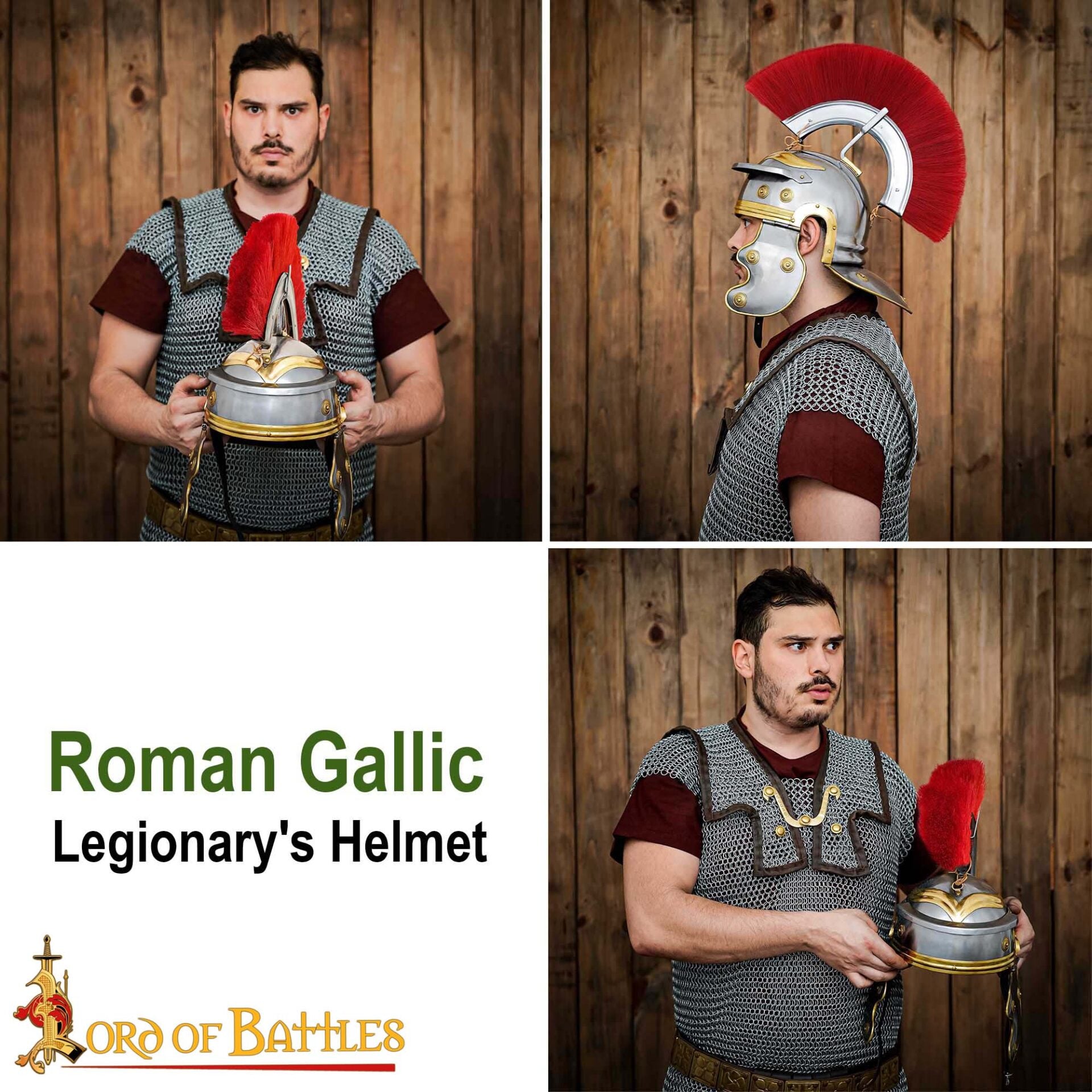 Casco de Galo Imperial Romano del Siglo I con Cresta Roja, Hecho a Mano de Forma Tradicional - Acero y Latón Pulidos - Imagen 8