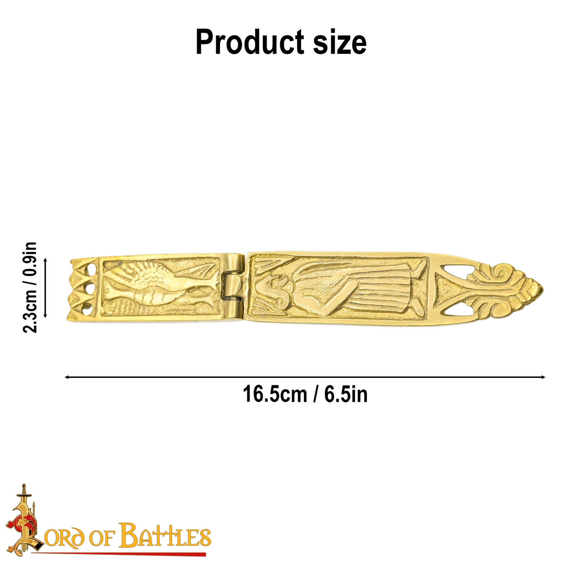 Vaina de Espada Vikinga de Latón - 16,5 Cm Guarnición Grabada con Diseño de Bisagra - Imagen 9