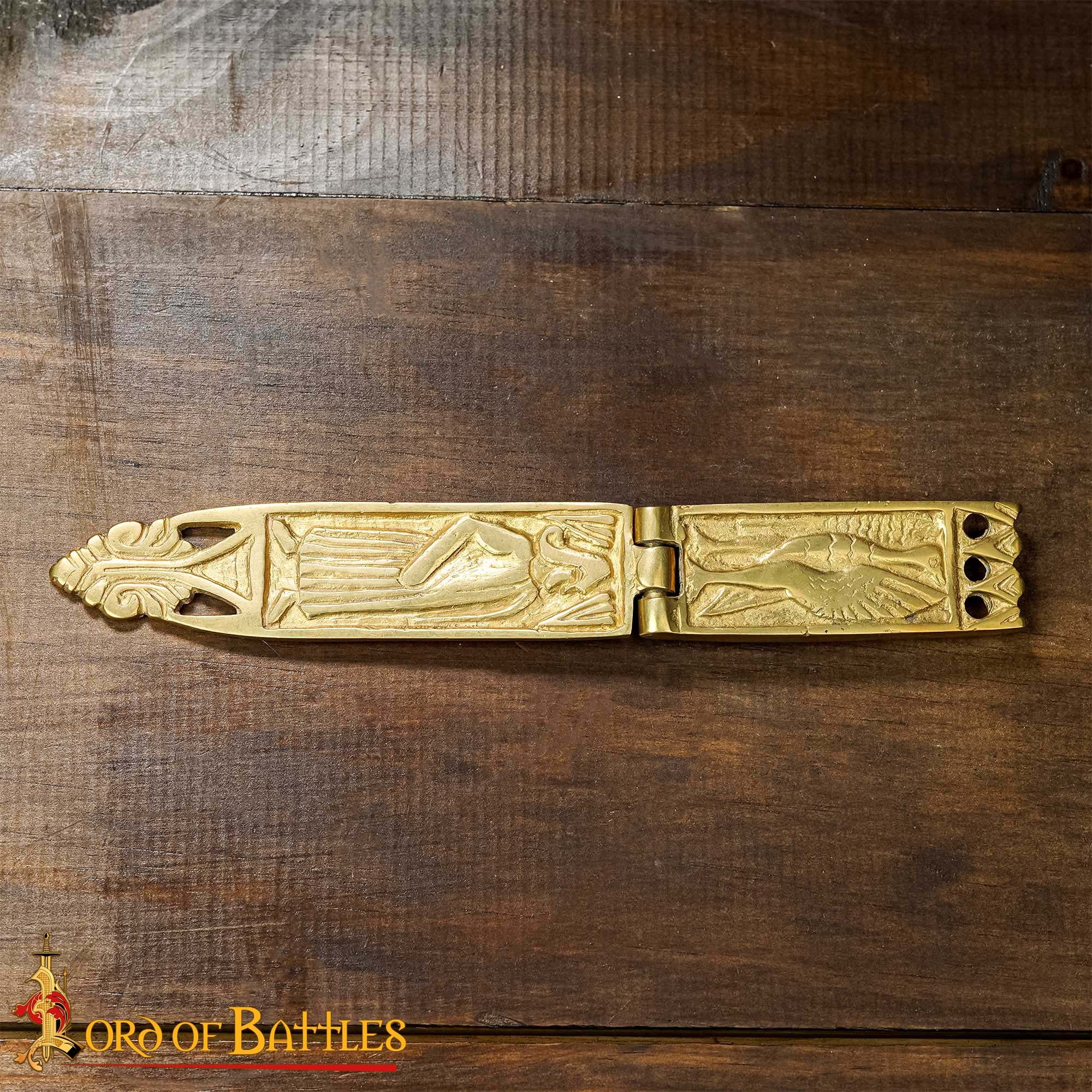 Vaina de Espada Vikinga de Latón - 16,5 Cm Guarnición Grabada con Diseño de Bisagra - Imagen 7