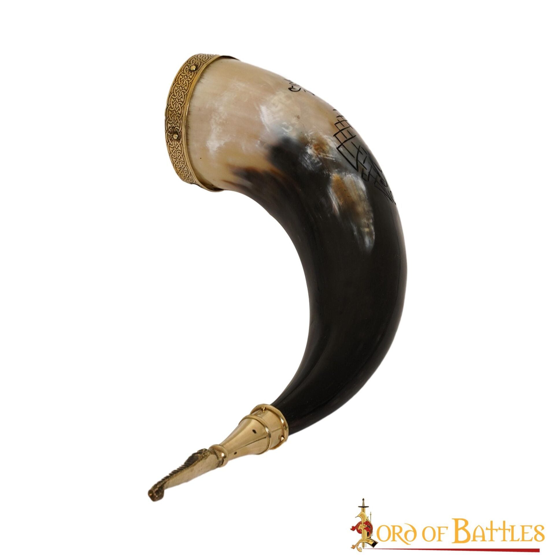 Cuerno Vikingo para Beber con Brújula y Grabado de Jormungandr - Cuerno de Buey Hecho a Mano - Imagen 9