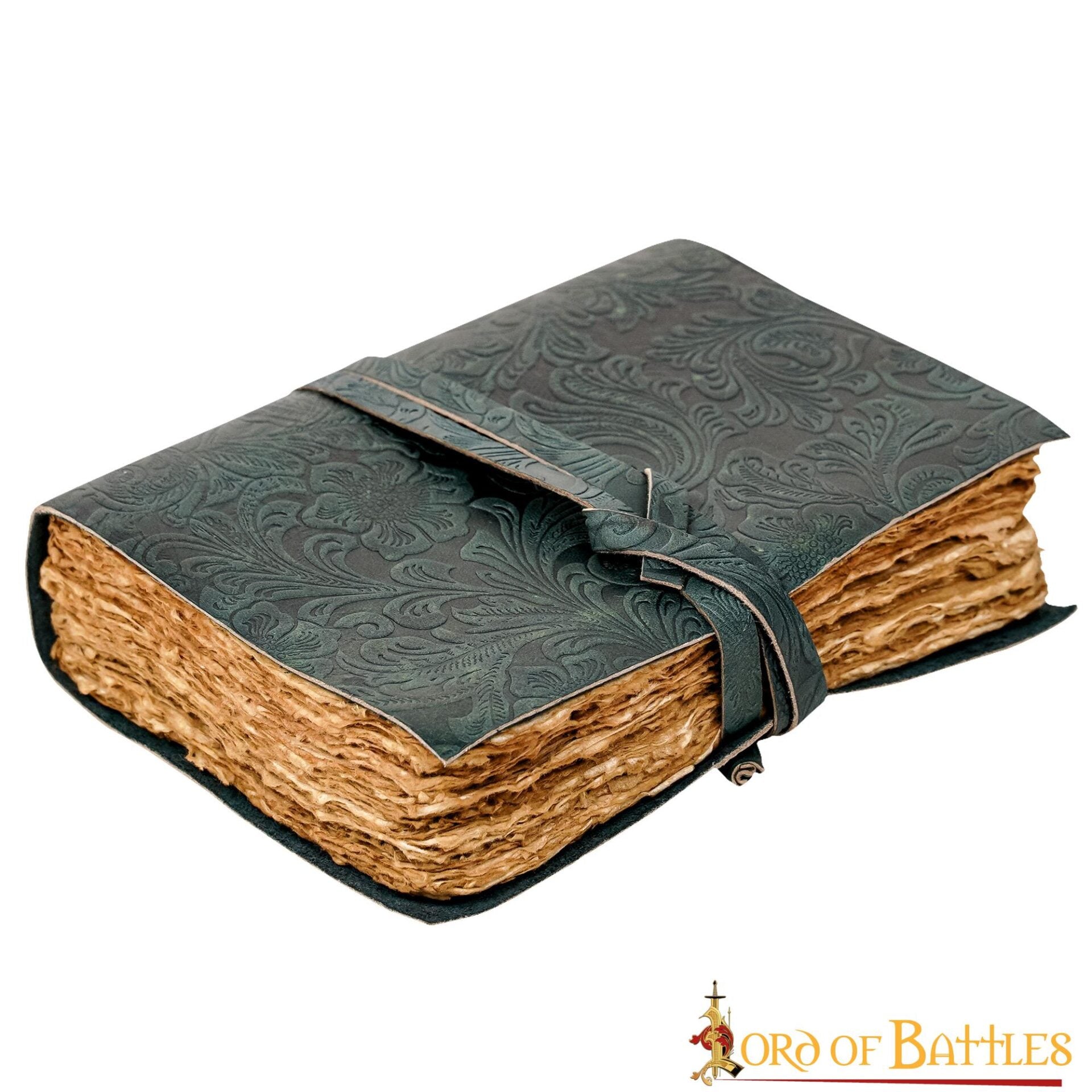 Diario Medieval de Cuero con Papel Antiguo -verde - Diario Hecho a Mano - Imagen 22