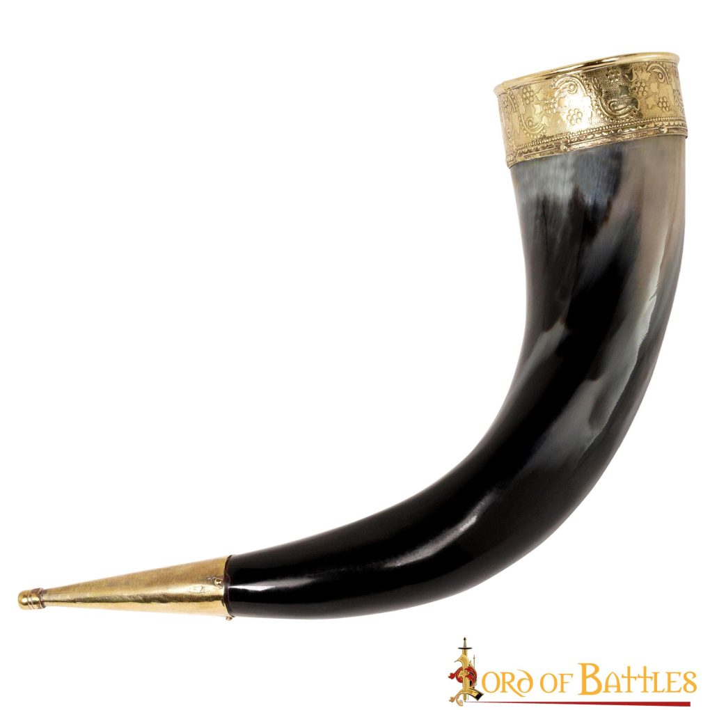 Cuerno Medieval Vikingo para Beber con Accesorios de Latón Puro Cuerno de Buey Auténtico Hecho a Mano - Imagen 2
