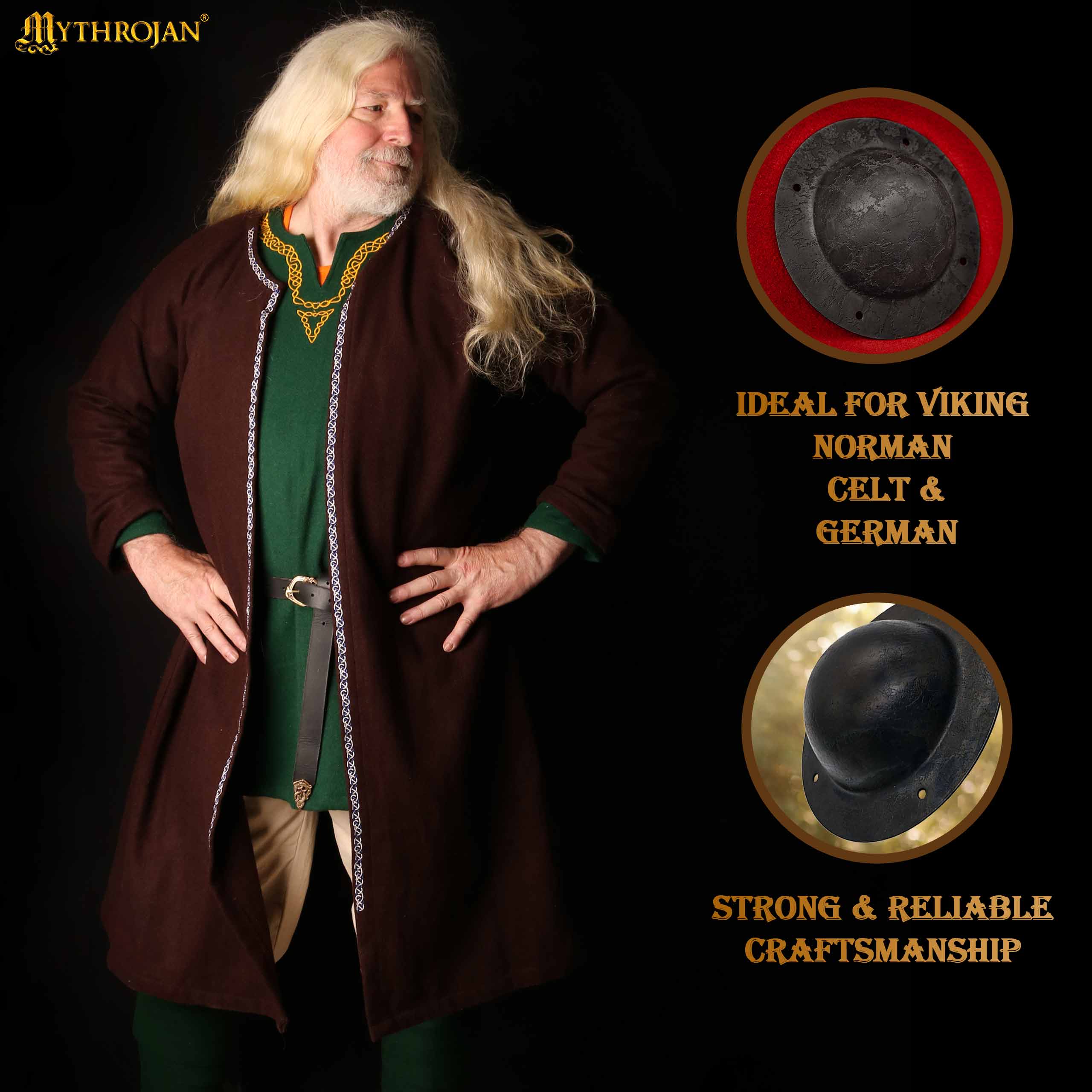 Jefe de Escudo de Acero Antiguo Forjado a Mano con Remaches - Vikingo y Medieval - Imagen 2