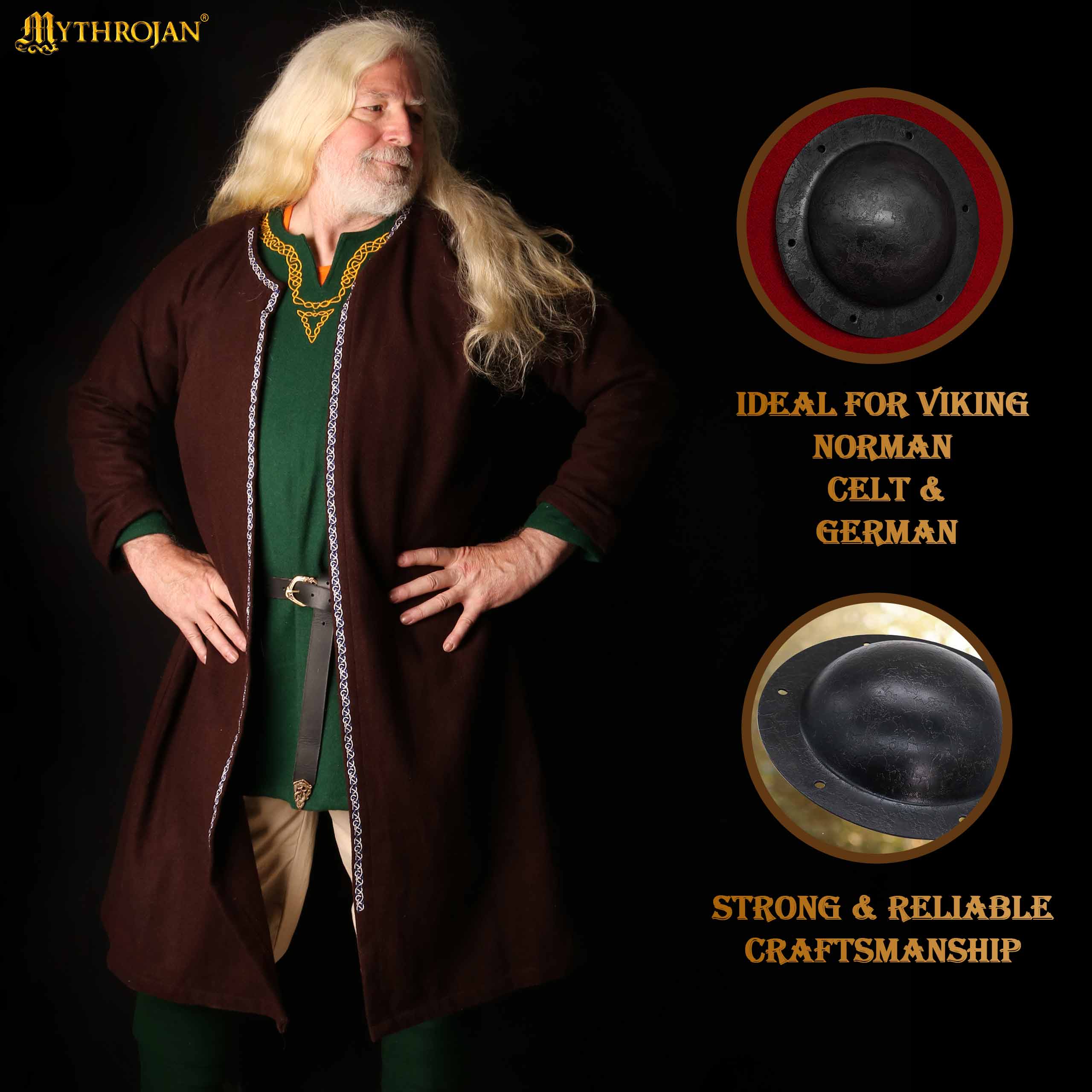 Escudo Umbo Forjado a Mano con Remaches | Acabado en Acero Bruto Envejecido - Imagen 2