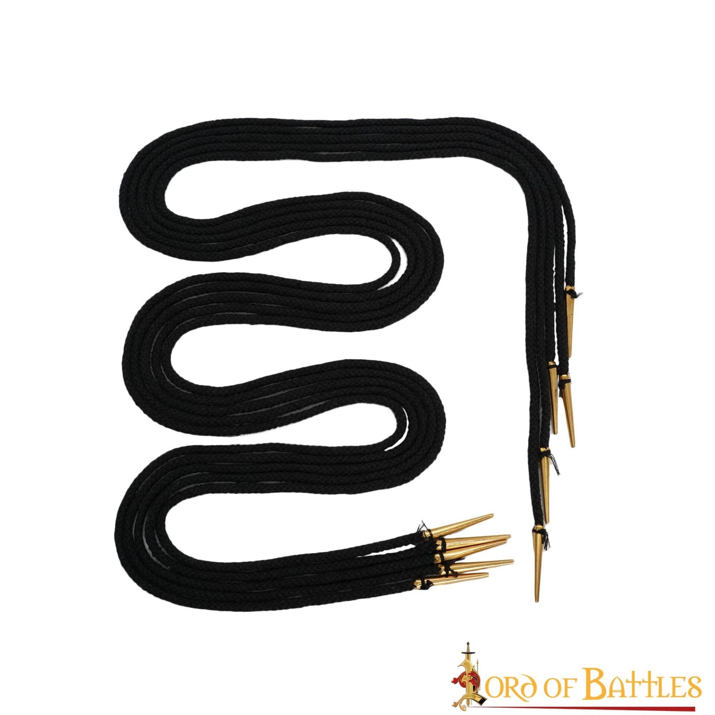 Cordones de Algodón Negro con Remates de Latón Macizo - Juego de 5 Corbatas Medievales - Imagen 9