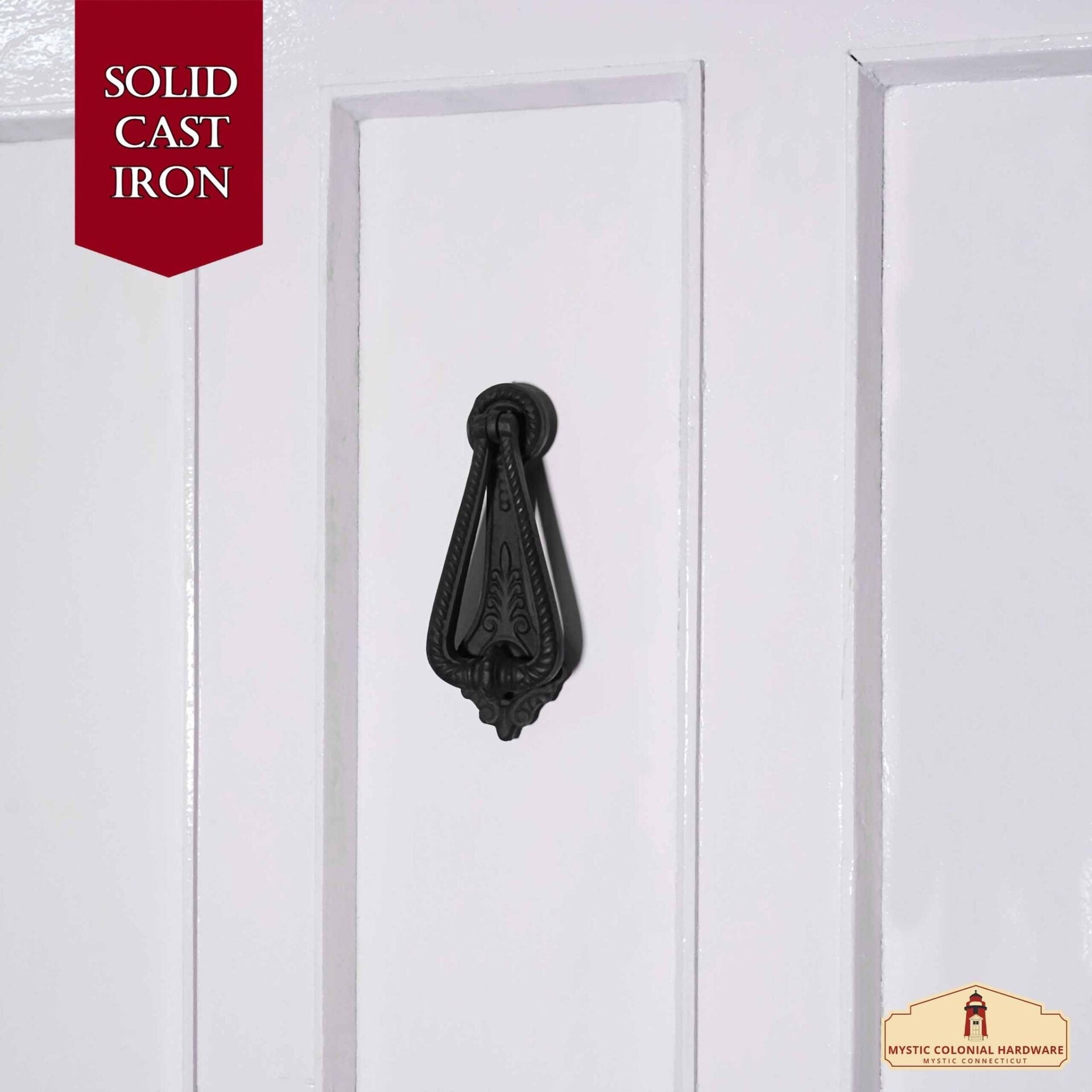 Aldaba Georgiana Rústica de Hierro Fundido: Ideal para Ambientes Victorianos, Coloniales, Retro, Steampunk, Góticos, Barrocos y Medievales, (17,2x7) Cm - Imagen 2