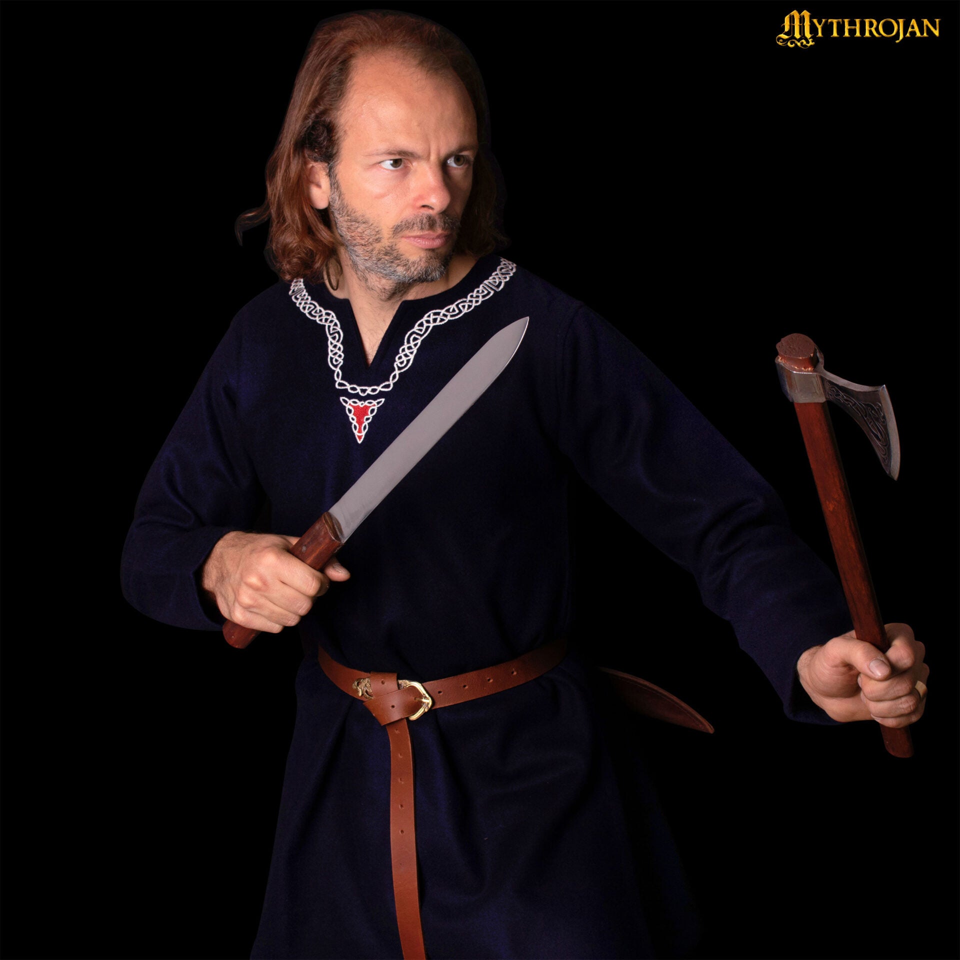 Cuchillo Seax Forjado a Mano - Hoja de Acero con Mango de Madera y Funda de Cuero - Imagen 13