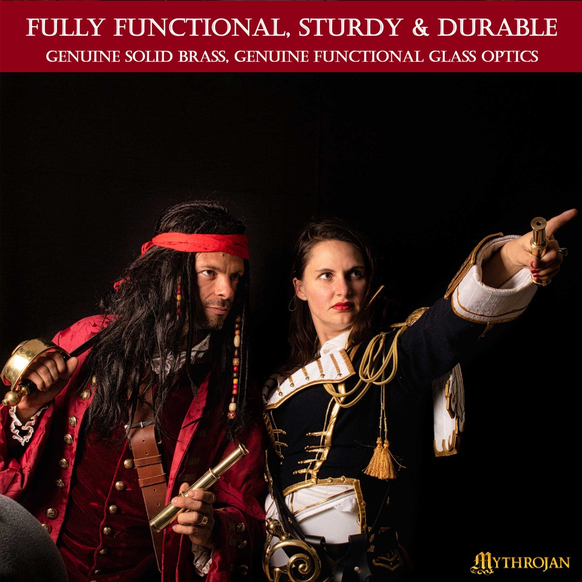 Mini Catalejo Pirata Mythrojan Telescopio de Latón con Caja de Madera - Imagen 2