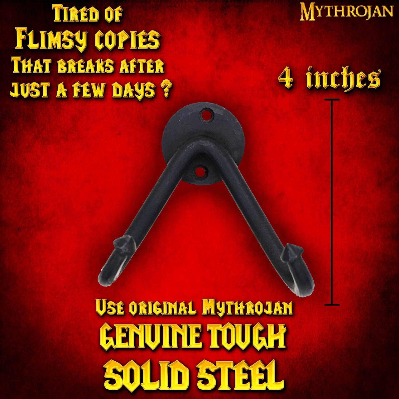 Soporte de Pared para Espada Pesada Mythrojan en Acabado Negro Forjado : Soporte de Pared para Espada Universal - Imagen 2