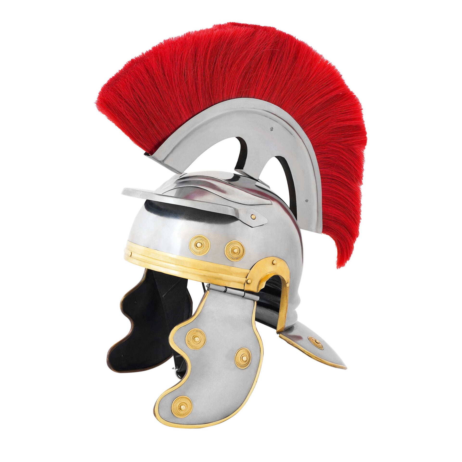Casco de Centurión Romano con Cresta Transversal Roja - Casco de Acero con Adornos de Latón para Larp, Disfraces y Exposiciones - Imagen 7