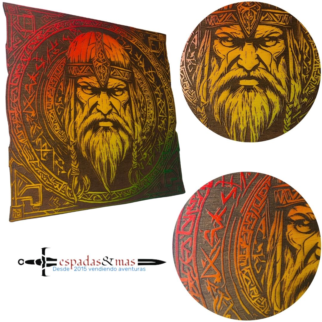 Cuadro grabado rostro Vikingo 1