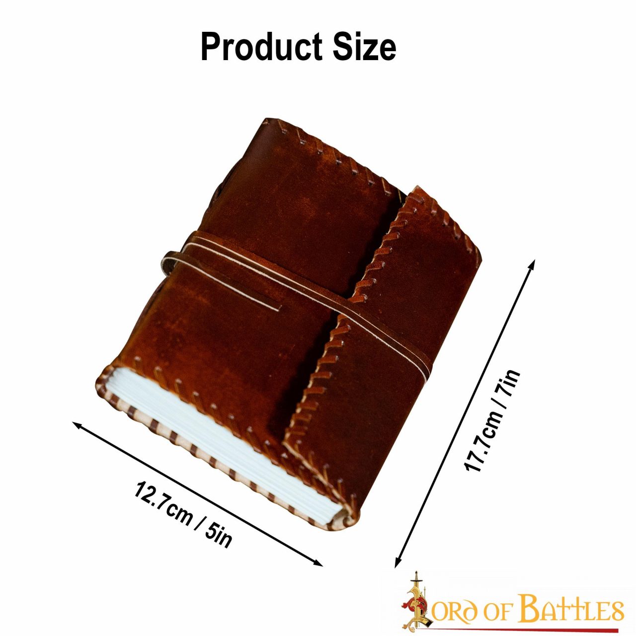 Diario Medieval con Bordes Cosidos Diario de Cuero Vintage - Imagen 3