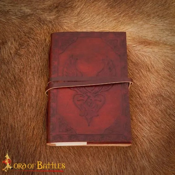 Diario Medieval con Corazón de Alas Celtas Hecho a Mano en Piel Auténtica Diario Notas - Imagen 1