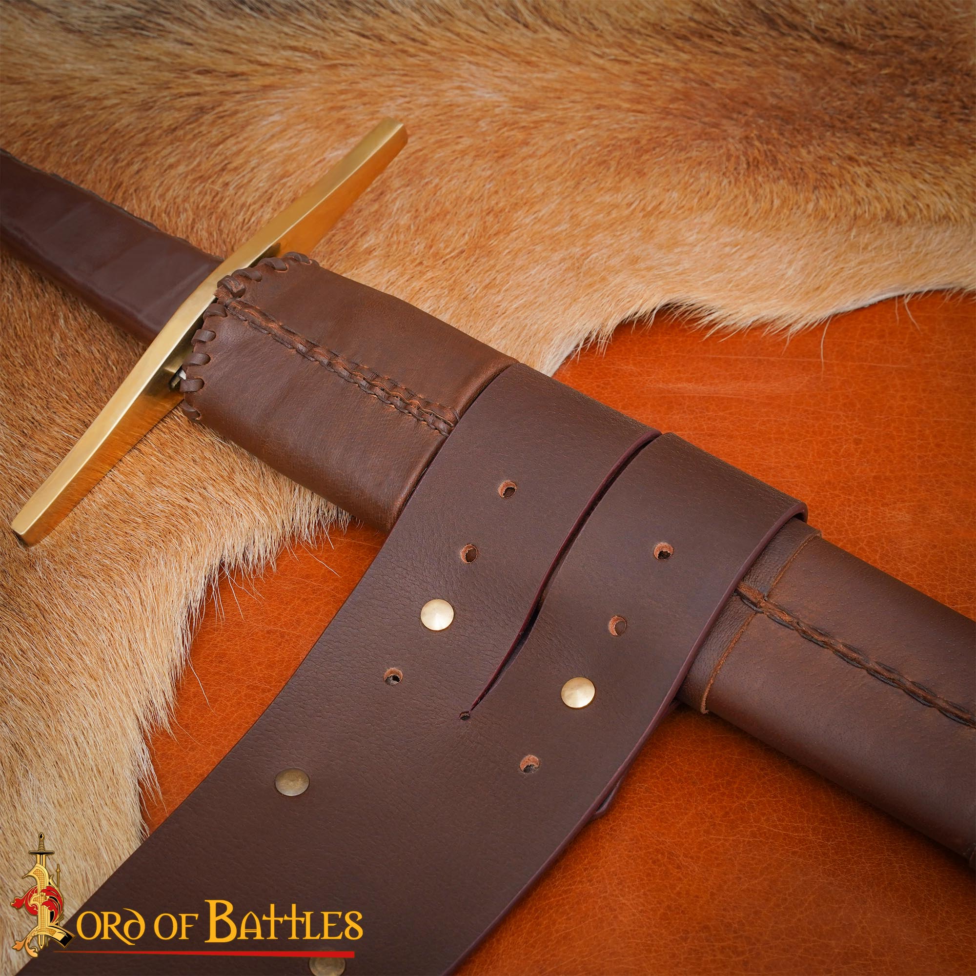 Pirate Baldric Leather Sword Belt - Cinturón de Hombro de Cuero Marrón Hecho a Mano con Hebilla de Latón - Imagen 14