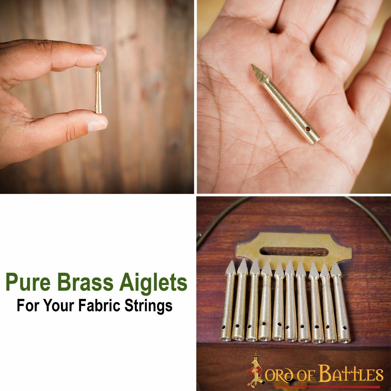 Aiglets Medievales de Latón - Juego de 10 Puntas de Lazo de Tela - Imagen 11