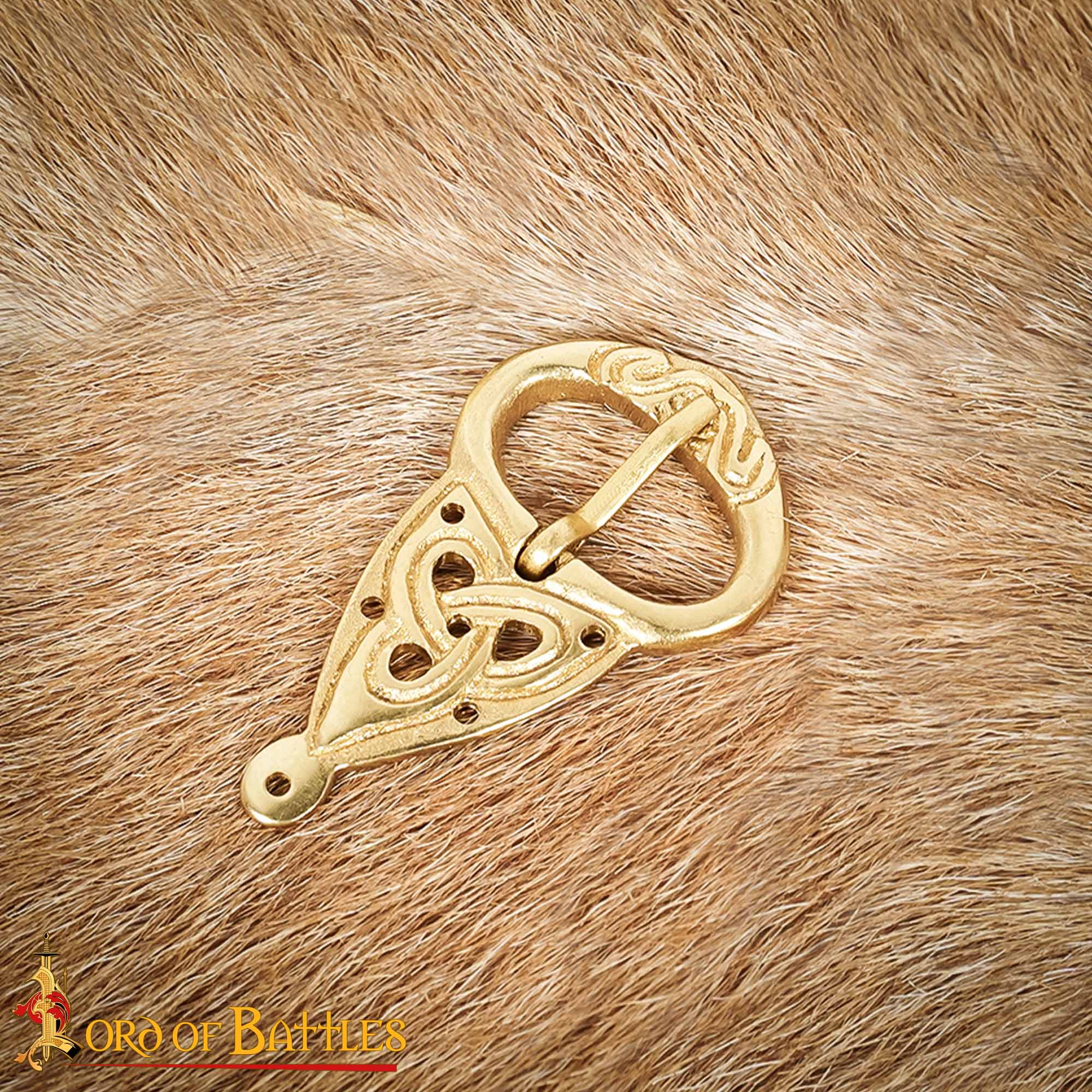 Hebilla de Cinturón Vikinga con Placa Posterior Nudos Celtas Latón Puro - Imagen 5