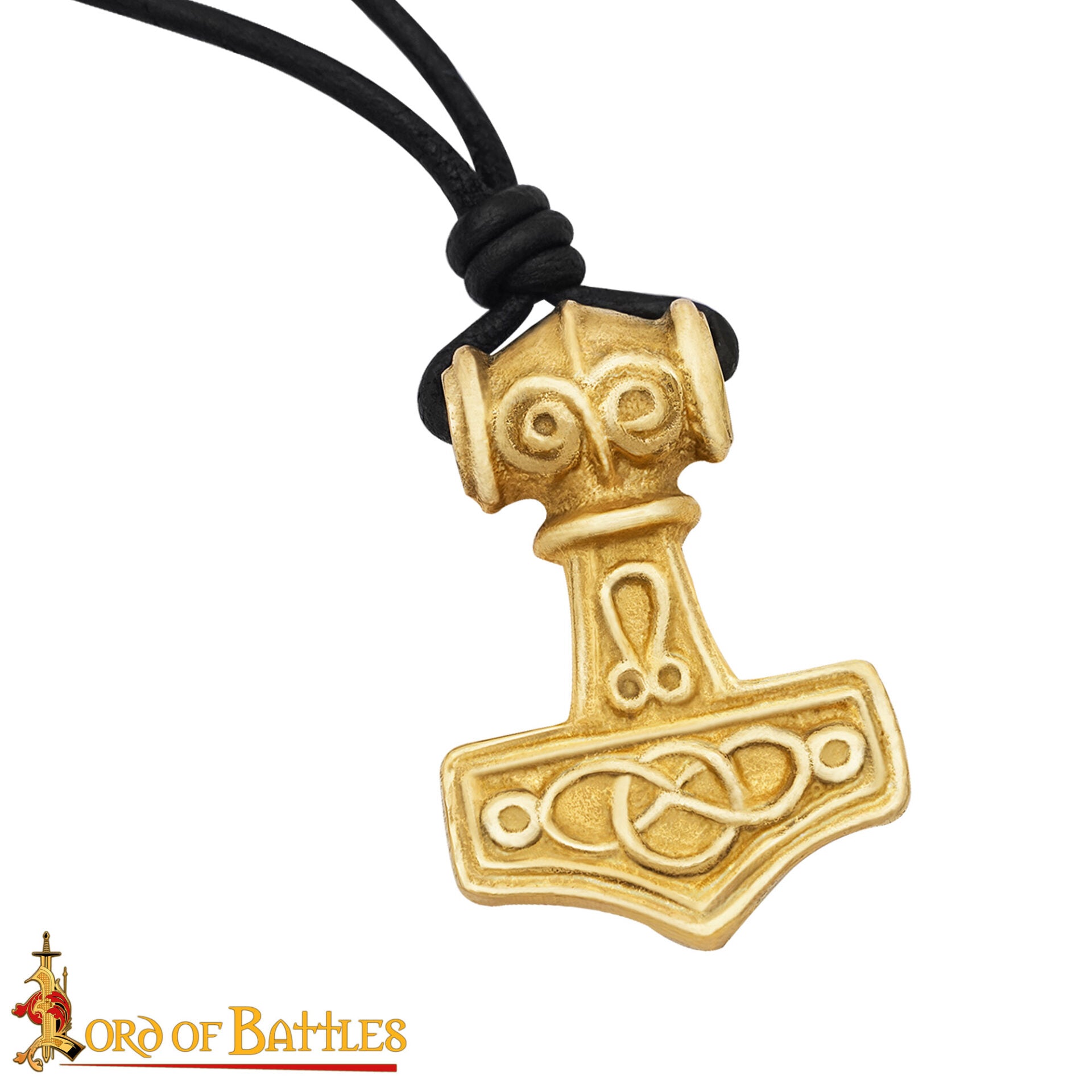 Colgante Mjolnir con Cordón de Cuero - Latón, Martillo de Thor - Imagen 21