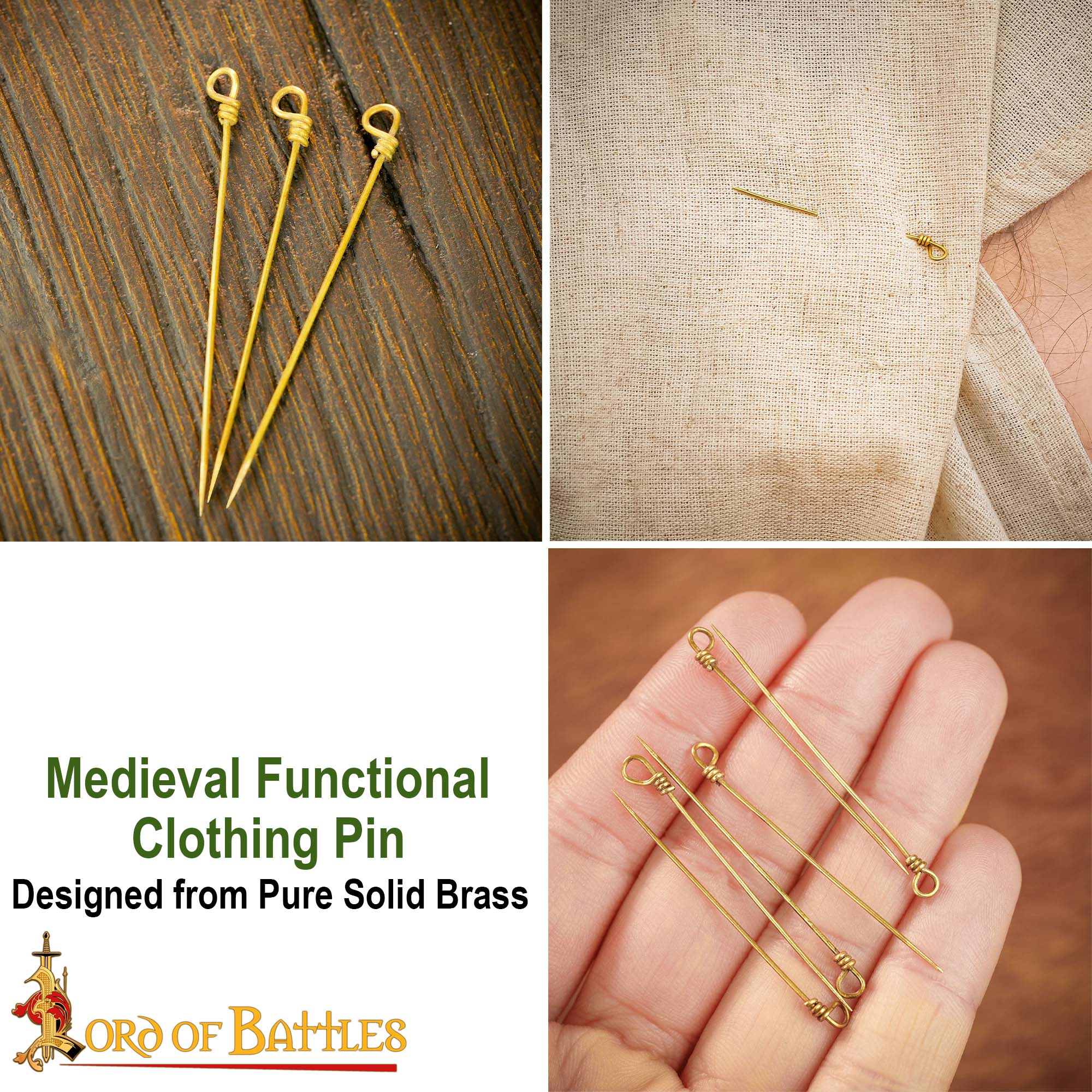 Juego de Alfileres de Coser Medievales de Latón - Juego de 6 Alfileres - Imagen 17