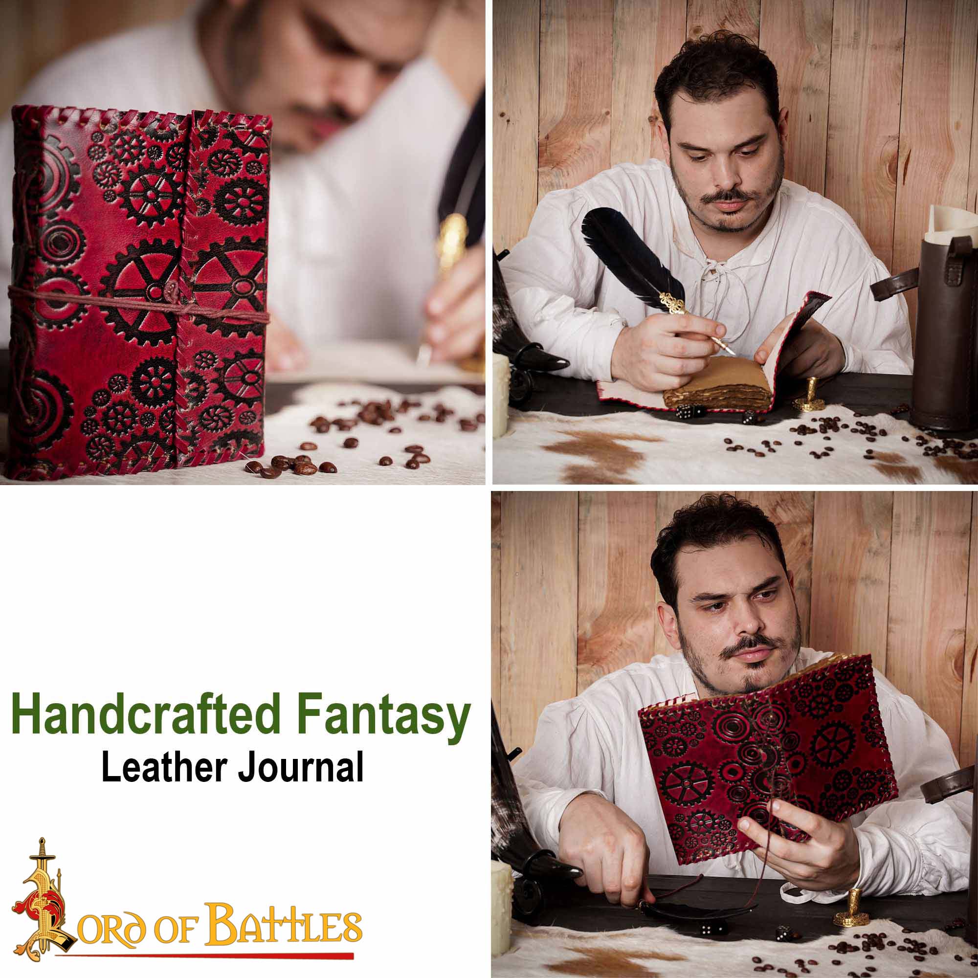 Steampunk Journal Agenda de Piel Auténtica Hecha a Mano - Imagen 4