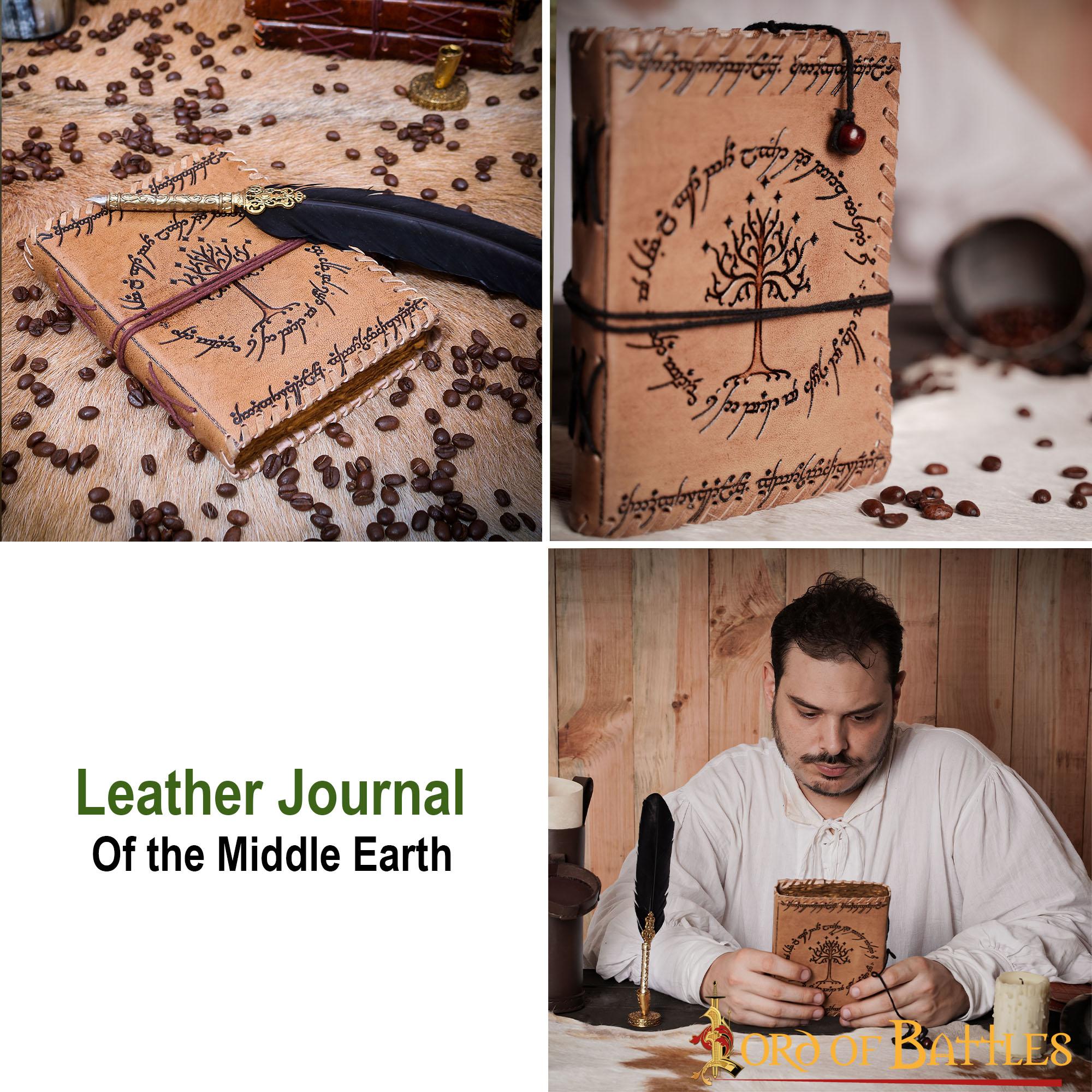 Diario de la Tierra Media Diario de Cuero Auténtico Hecho a Mano - Imagen 5