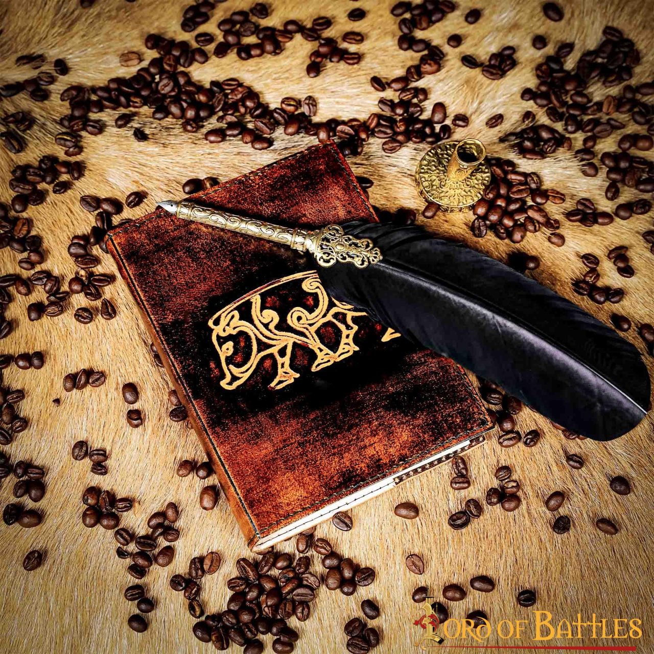 Diario Medieval con Diseño de Jabalí Celta Hecho a Mano Diario de Piel Auténtica - Imagen 5