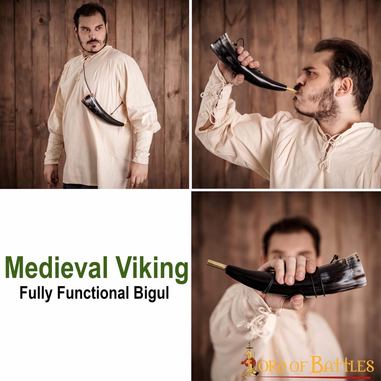 Viking Blowing Horn - Bocina de Buey de Origen Ético con Boquilla de Latón - Imagen 20