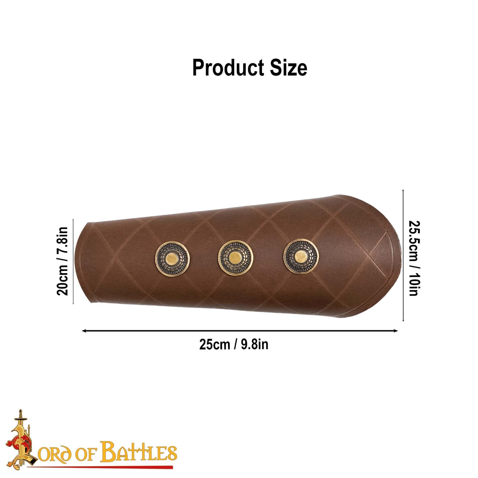 Brazales Medievales de Cuero Auténtico Hechos a Mano, Marrón - Imagen 3