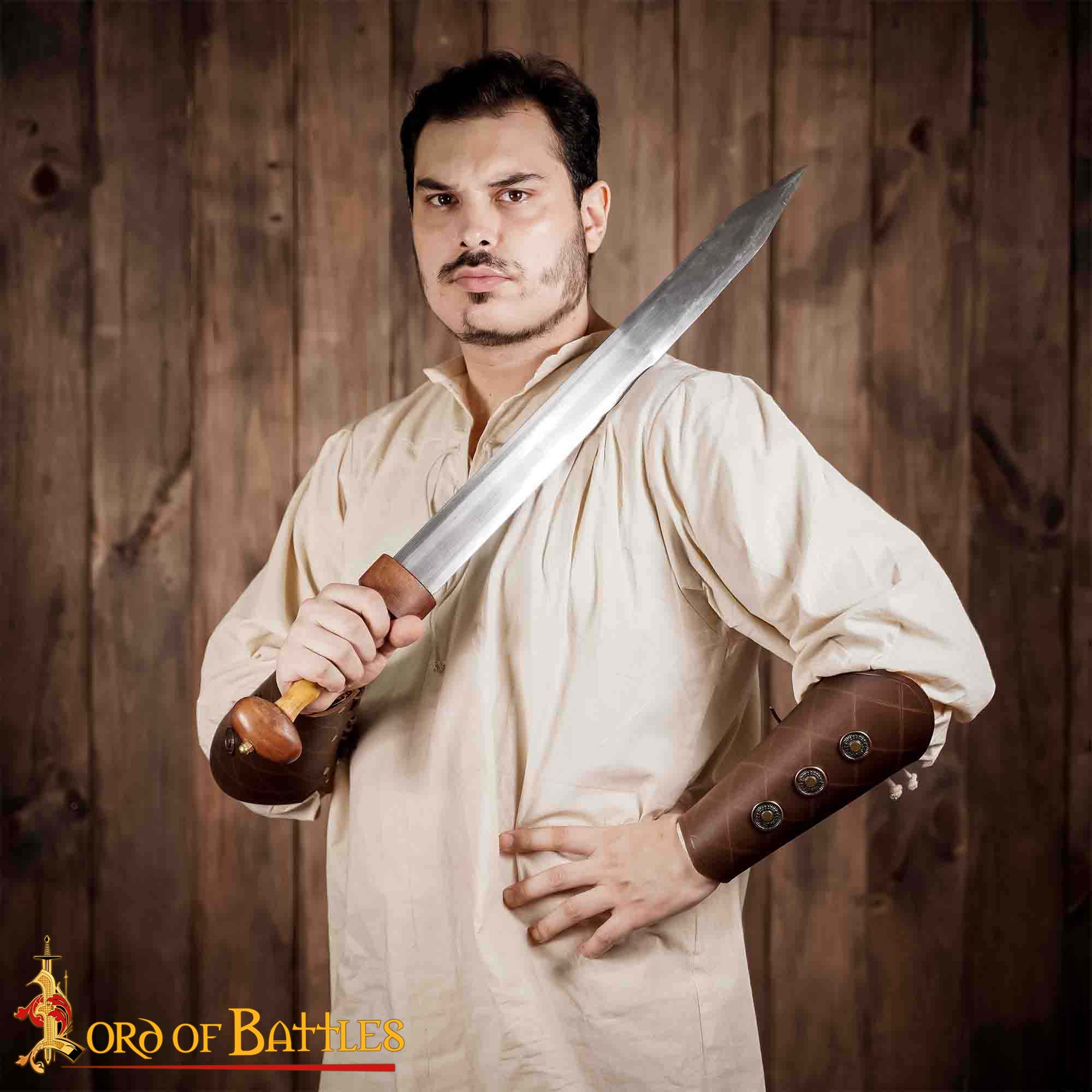 Brazales Medievales de Cuero Auténtico Hechos a Mano, Marrón - Imagen 7