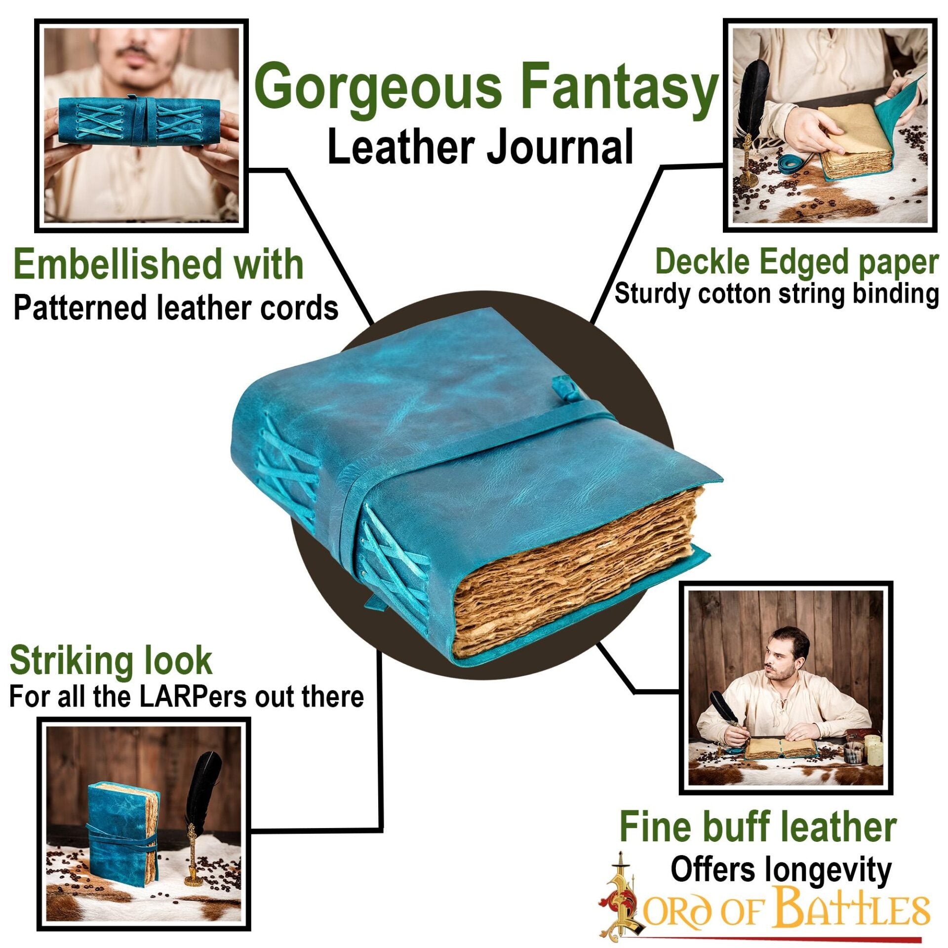 Diario Medieval de Piel Auténtica Hecho a Mano - Imagen 4