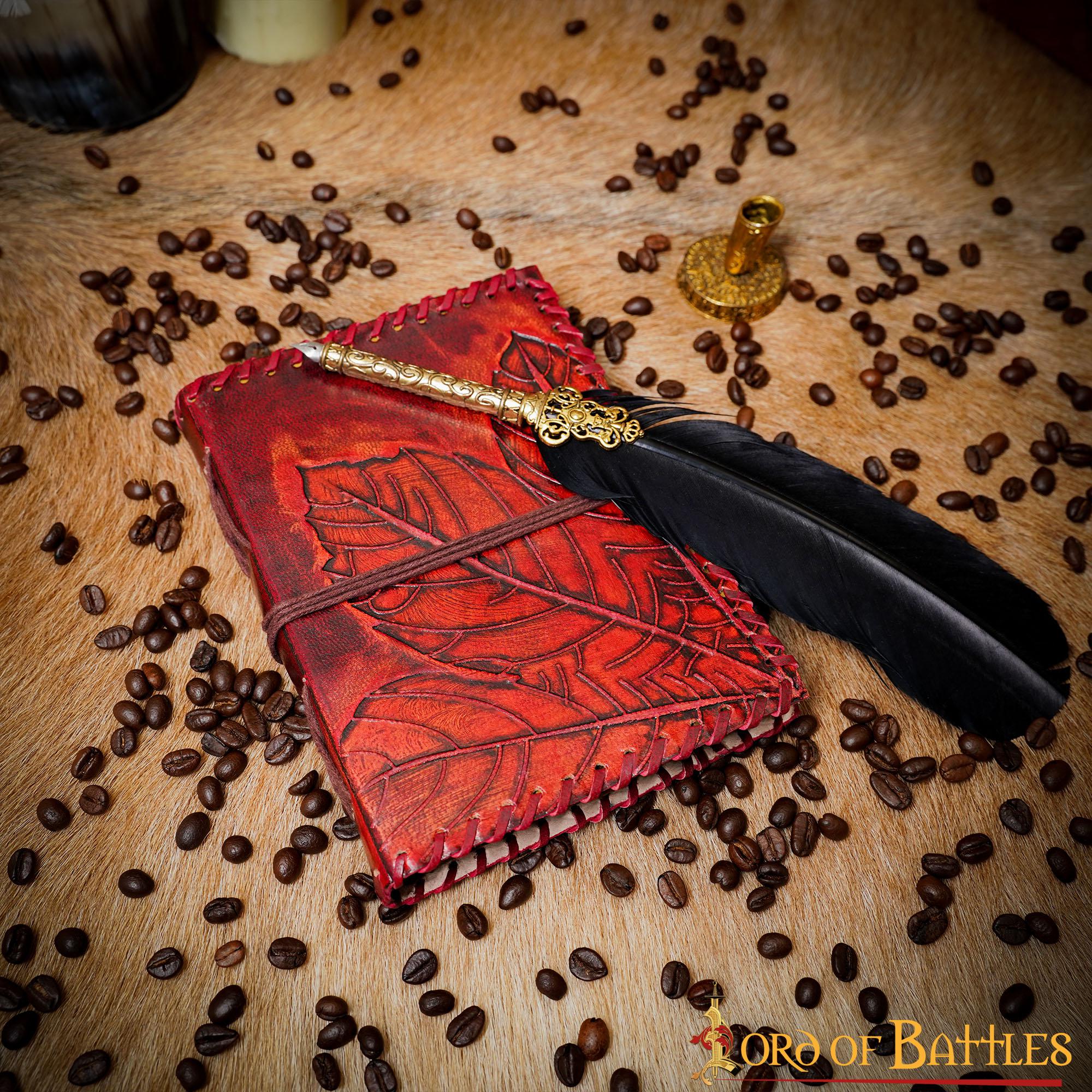 Diario Medieval con Diseño de Hojas en Relieve Diario de Cuero Vintage - Imagen 5