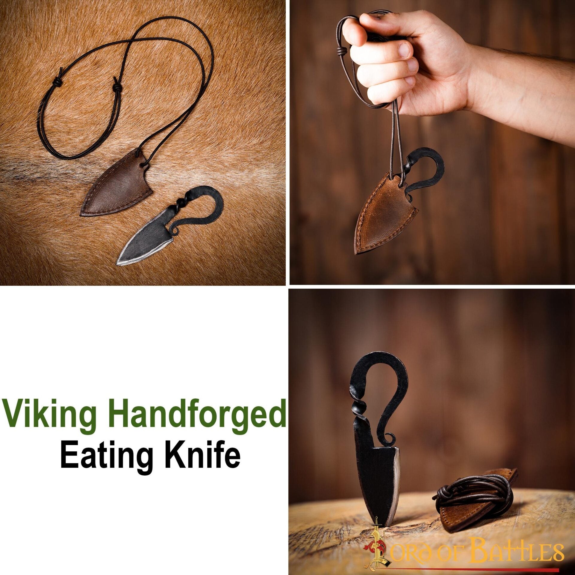 Cuchillo Vikingo de Hierro Forjado a Mano con Funda de Cuero Auténtico - Imagen 5