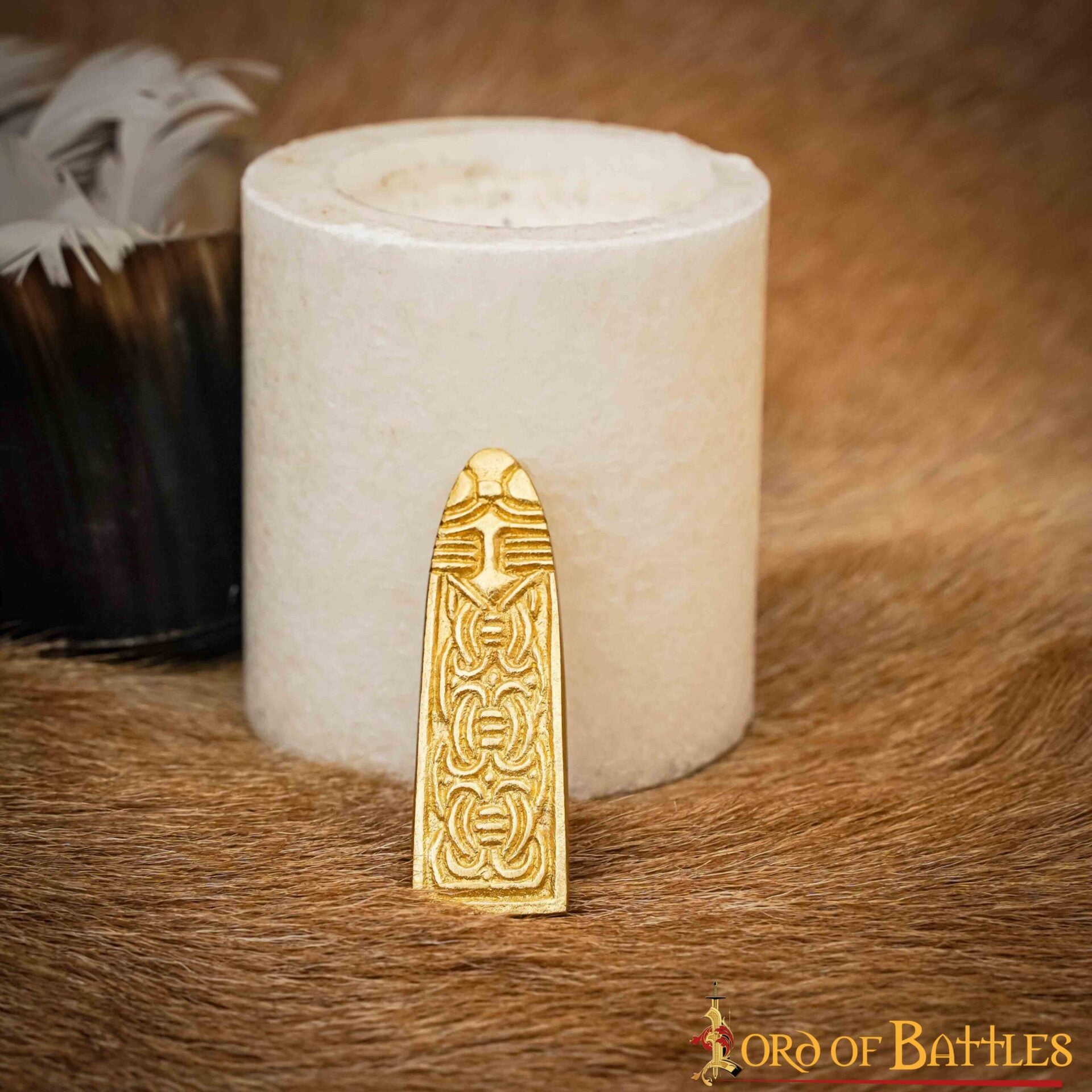 Chape Medieval de Latón Macizo para Cinturón - Diseño de Nudo Celta - Extremo de Cinturón de Latón Puro - Imagen 12