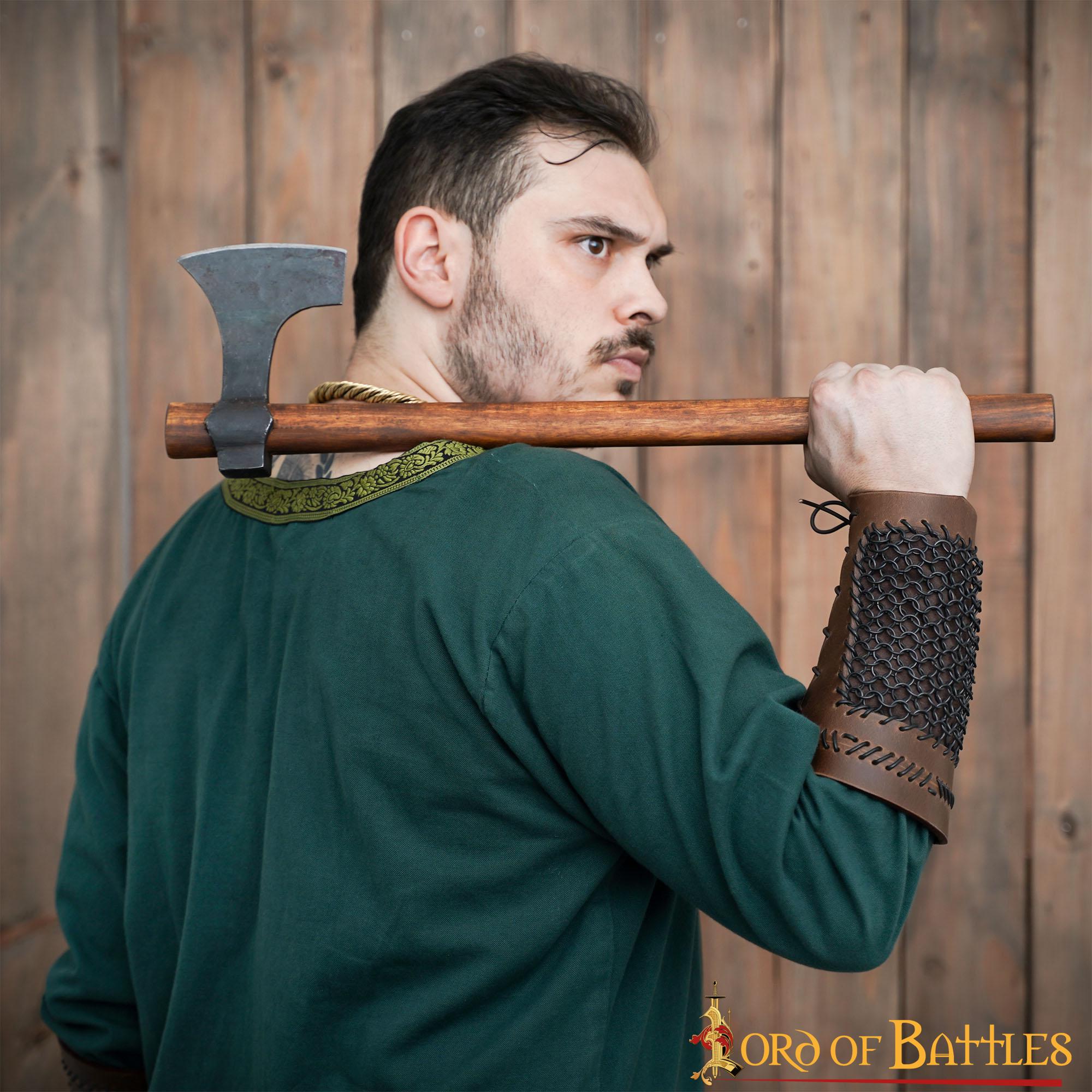 Brazales de Cuero Marrón y Cota de Malla - Guardabrazos Artesanales - Par de Brazaletes Protectores Medievales - Imagen 22