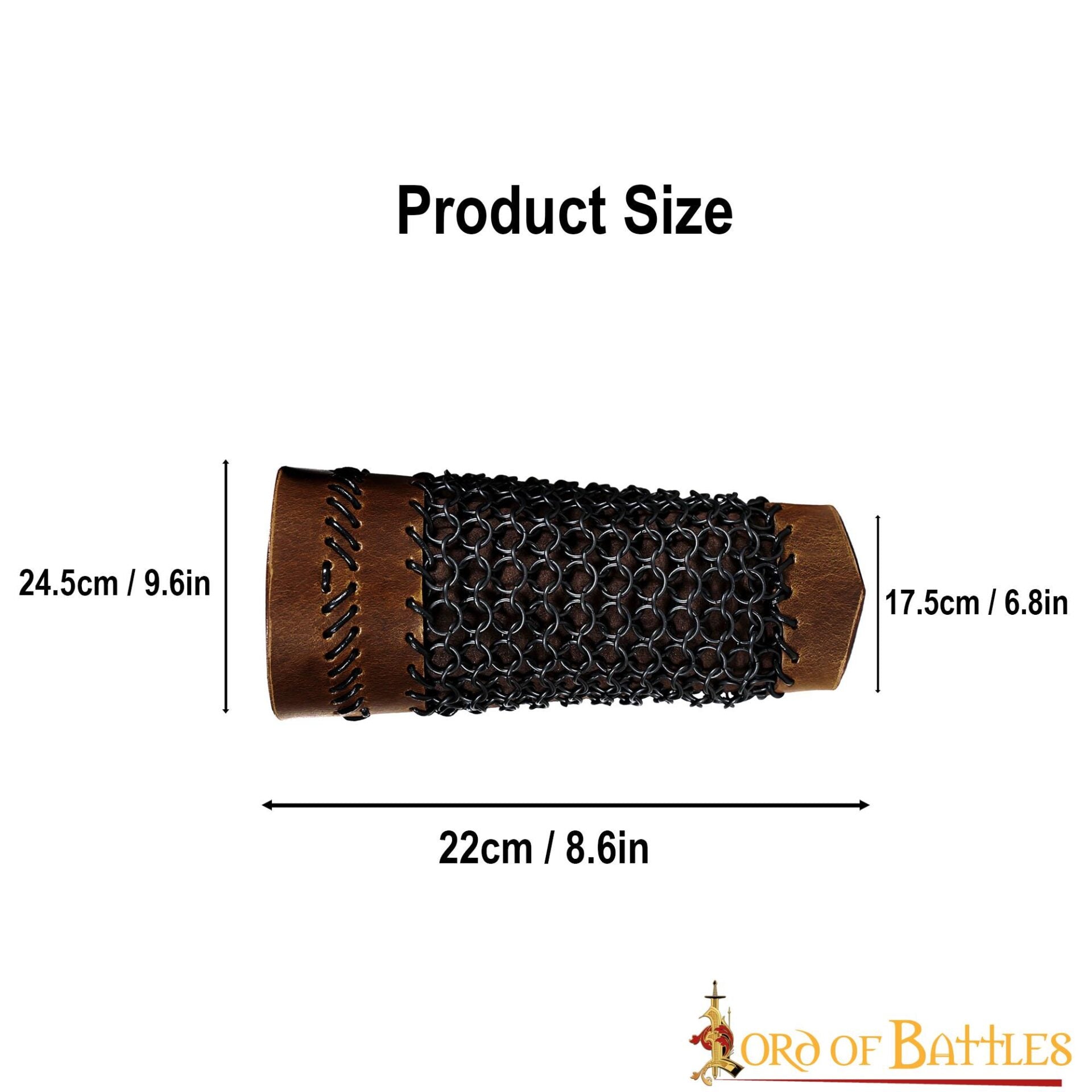 Brazales de Cuero Marrón y Cota de Malla - Guardabrazos Artesanales - Par de Brazaletes Protectores Medievales - Imagen 14