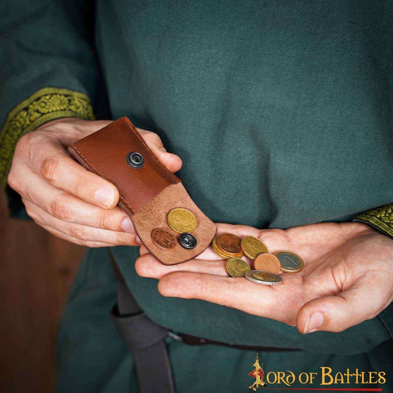 Monedero Artesanal de Piel Auténtica Marrón - Cierre a Presión de Estilo Medieval - Imagen 11