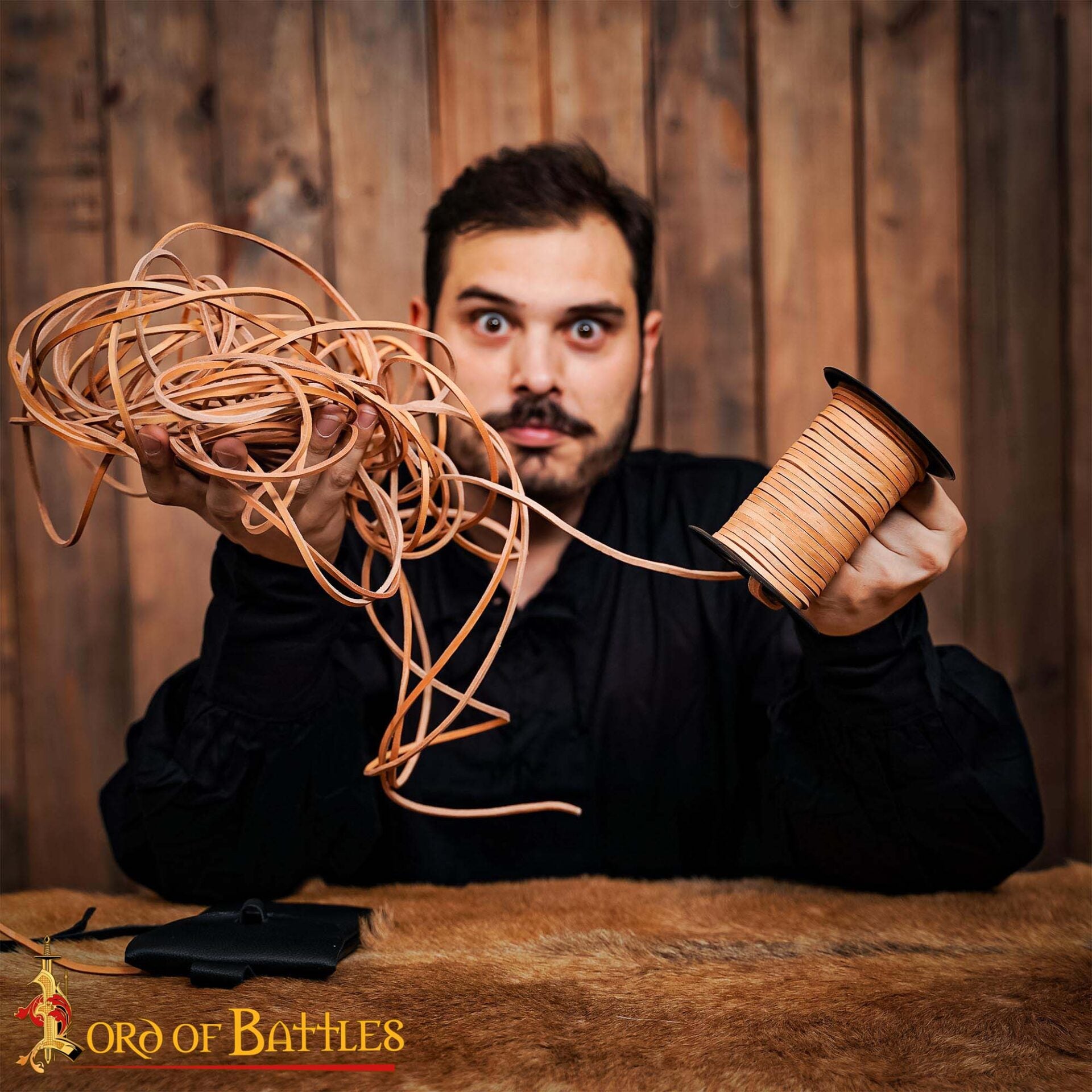 Cordón Medieval de Cuero - Carrete de 50 Metros | Cuero Plano de Grano Entero de Curtido Vegetal - Imagen 10