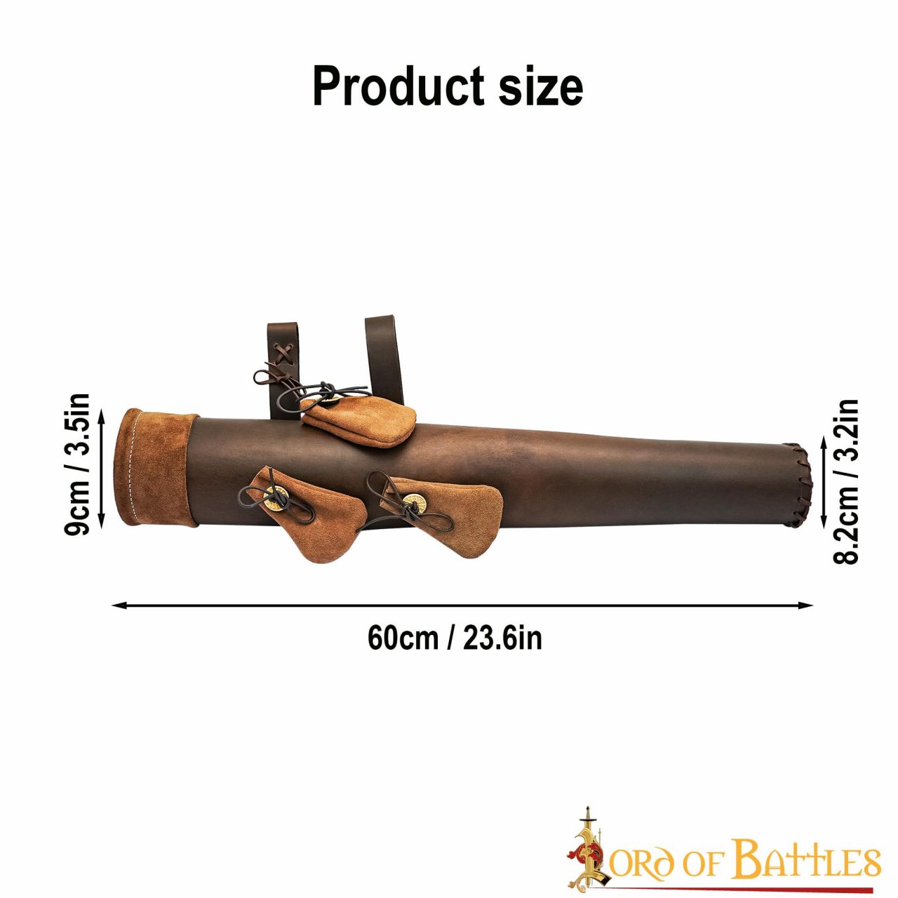 Carcaj Medieval de Cuero con Fundas de Ante - Portaflechas de Tiro con Arco con Correas Ajustables y Hebillas de Latón - Imagen 3