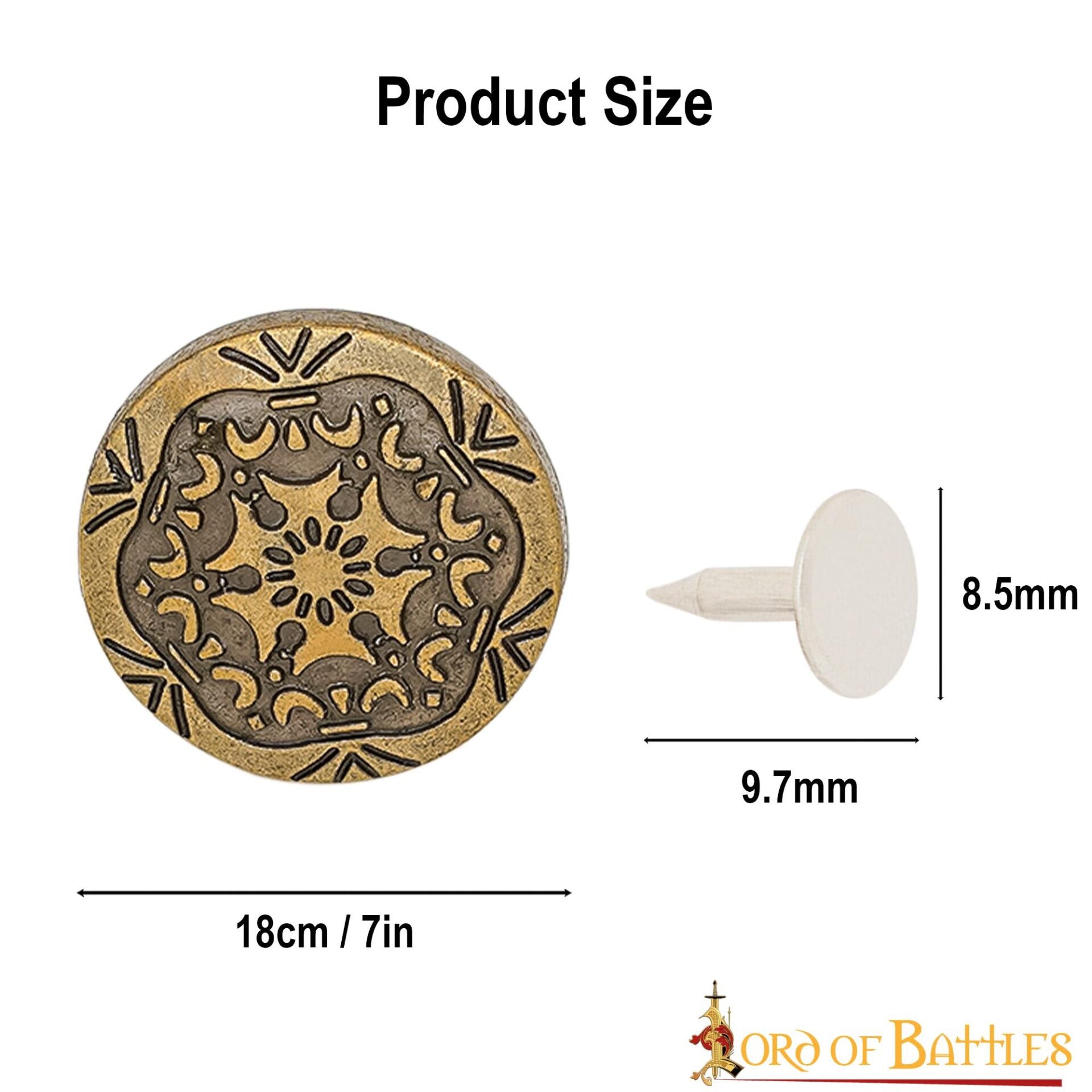 Botón Decorativo de Latón con Motivo Floral Medieval - Cierre Trasero de Remache - Imagen 10