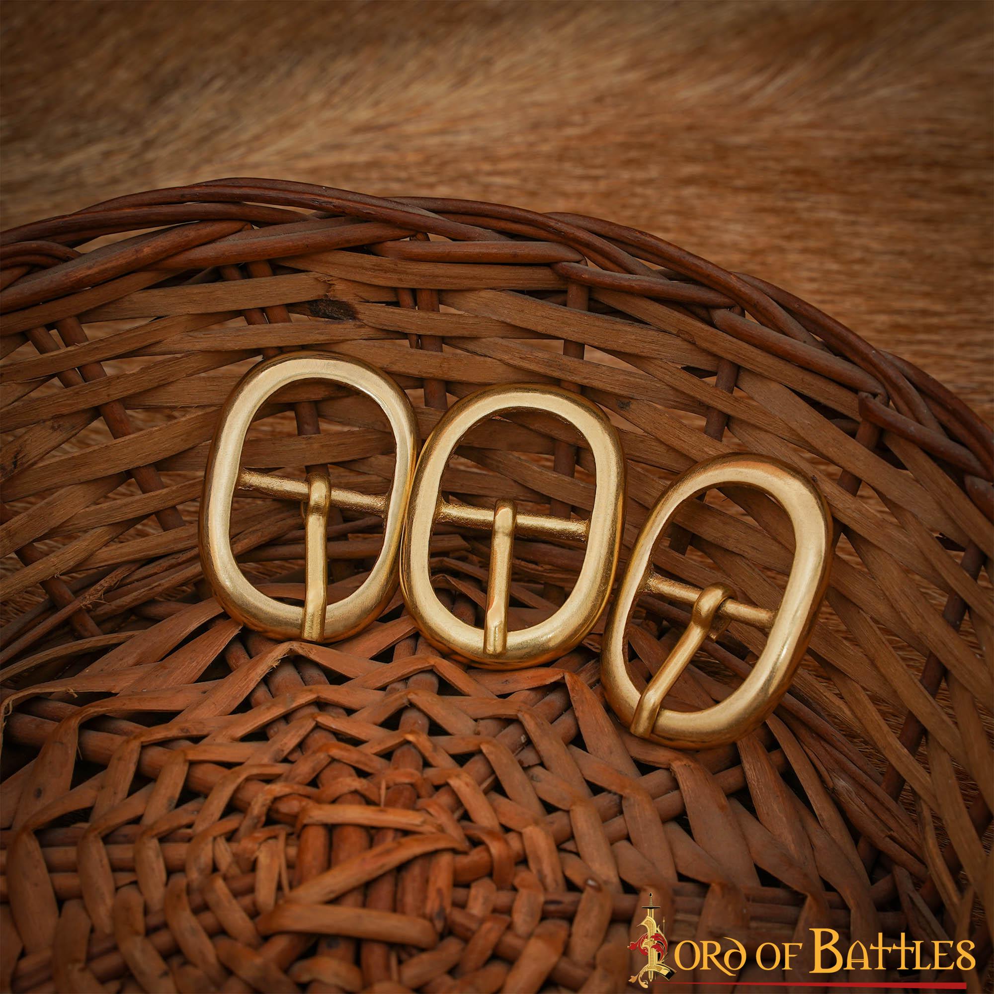 Juego de Hebillas de Cinturón Medievales Ovaladas de Latón (3 Piezas) - para Marroquinería, Prendas de Vestir y Accesorios - Imagen 11