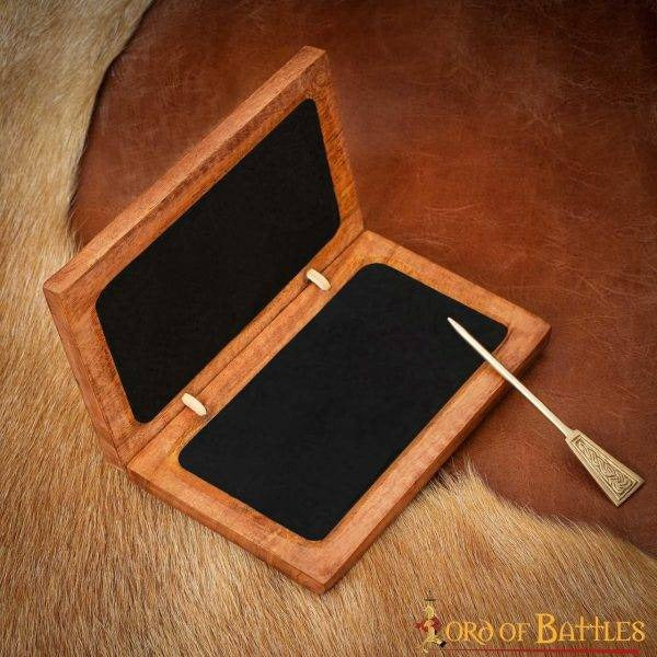 Tabla de Cera Medieval de Madera con Estilete de Latón - Imagen 13