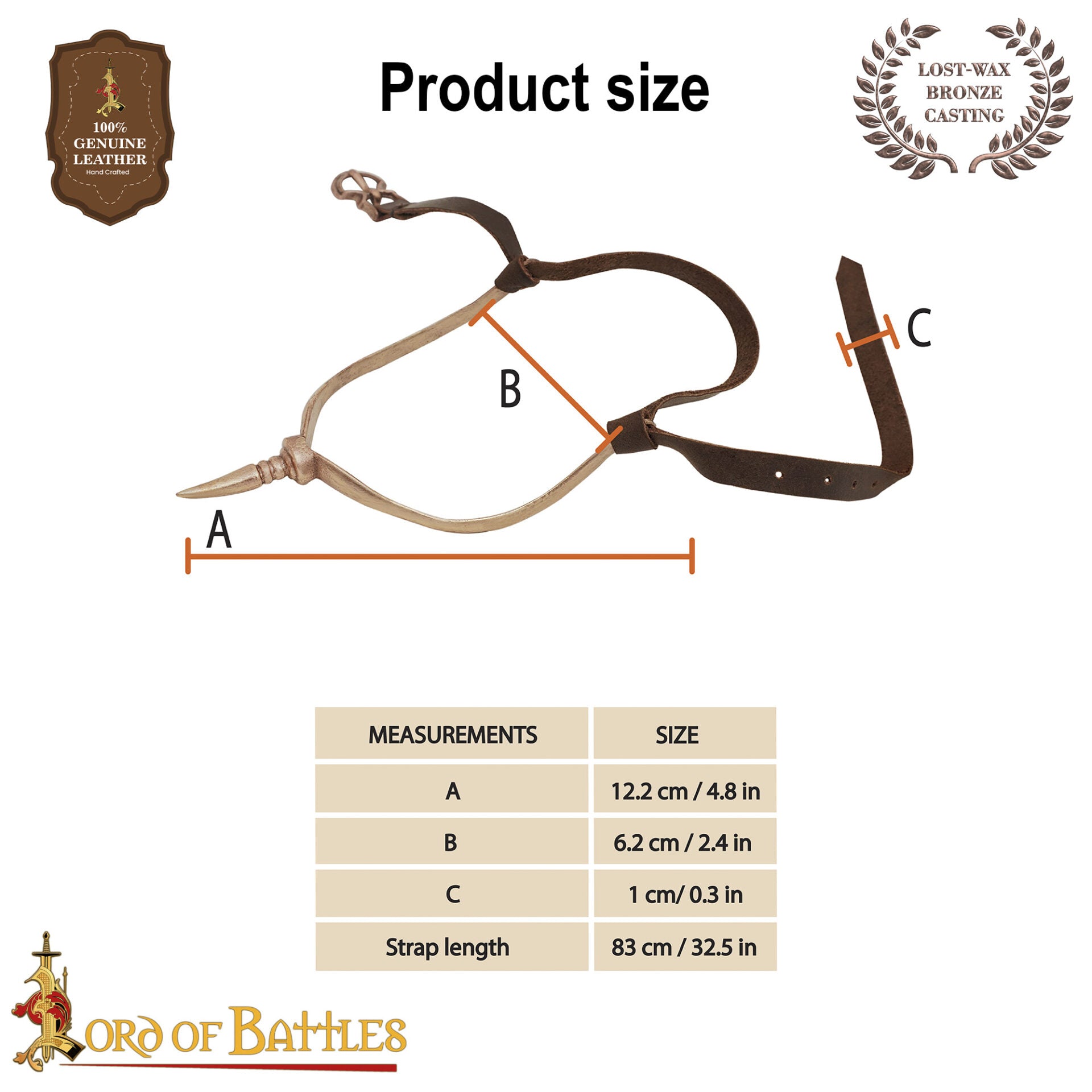 Espuelas Medievales del Siglo Xiii-xv de Bronce Fundido a la Cera Perdida con Correas de Cuero - Imagen 3