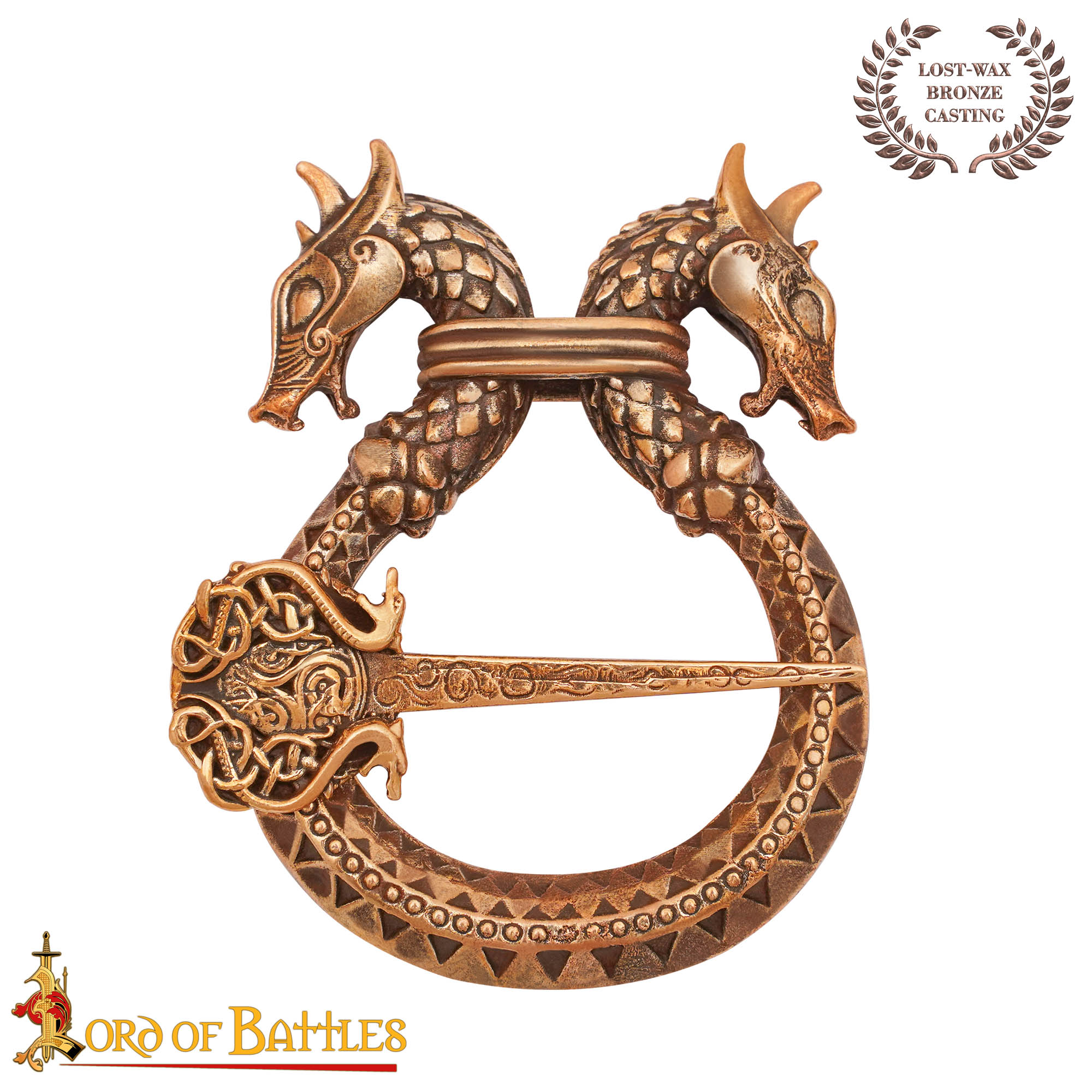 Broche Dragón Celta / Alfiler de Capa Bronce Fundido a la Cera Perdida - Imagen 1